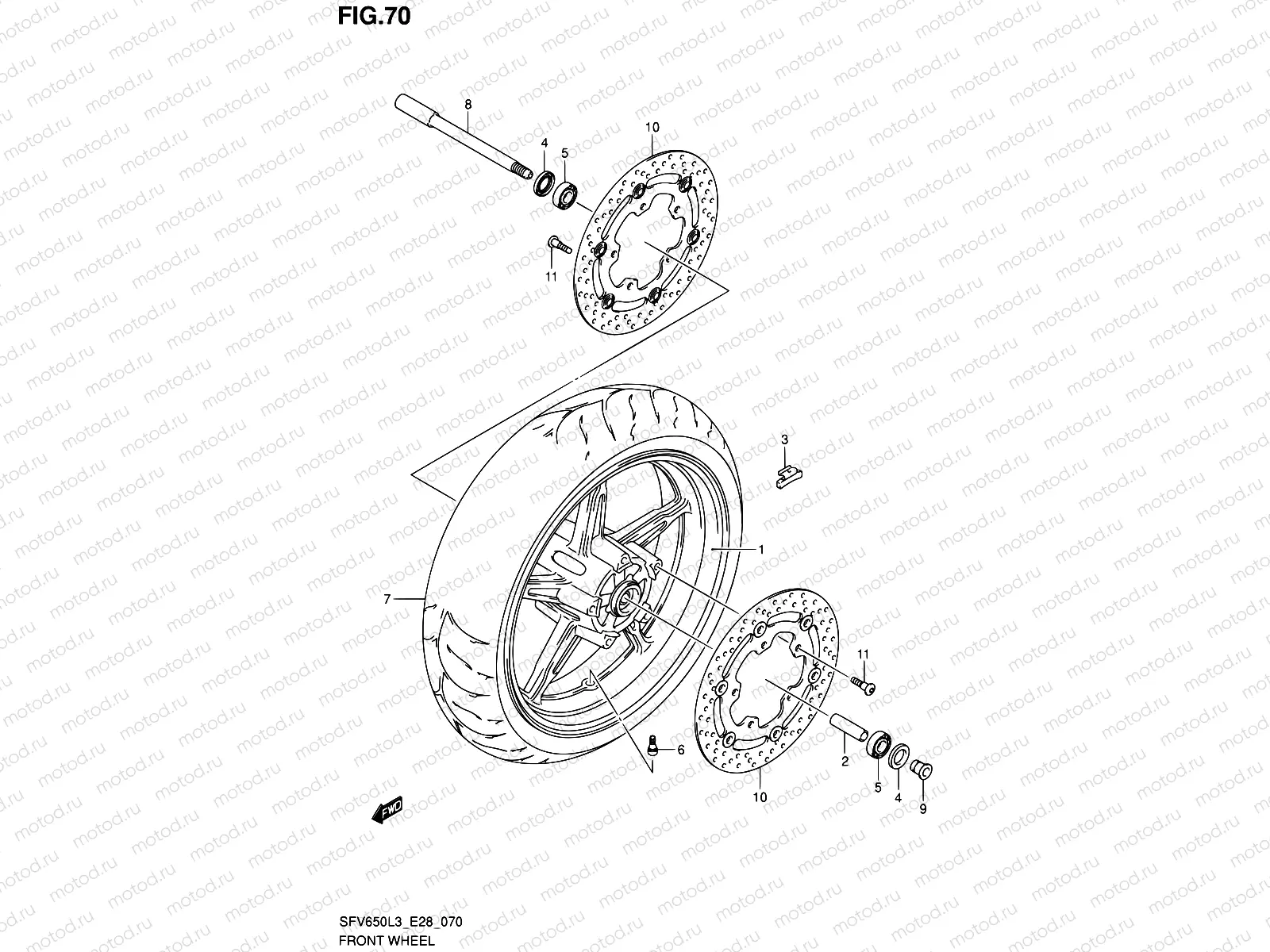 70 - FRONT WHEEL (SFV650L3 E28)