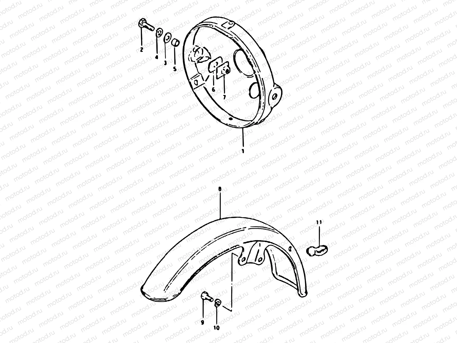 70 - HEADLAMP HOUSING - FRONT FENDER (GSX400ET, EX)
