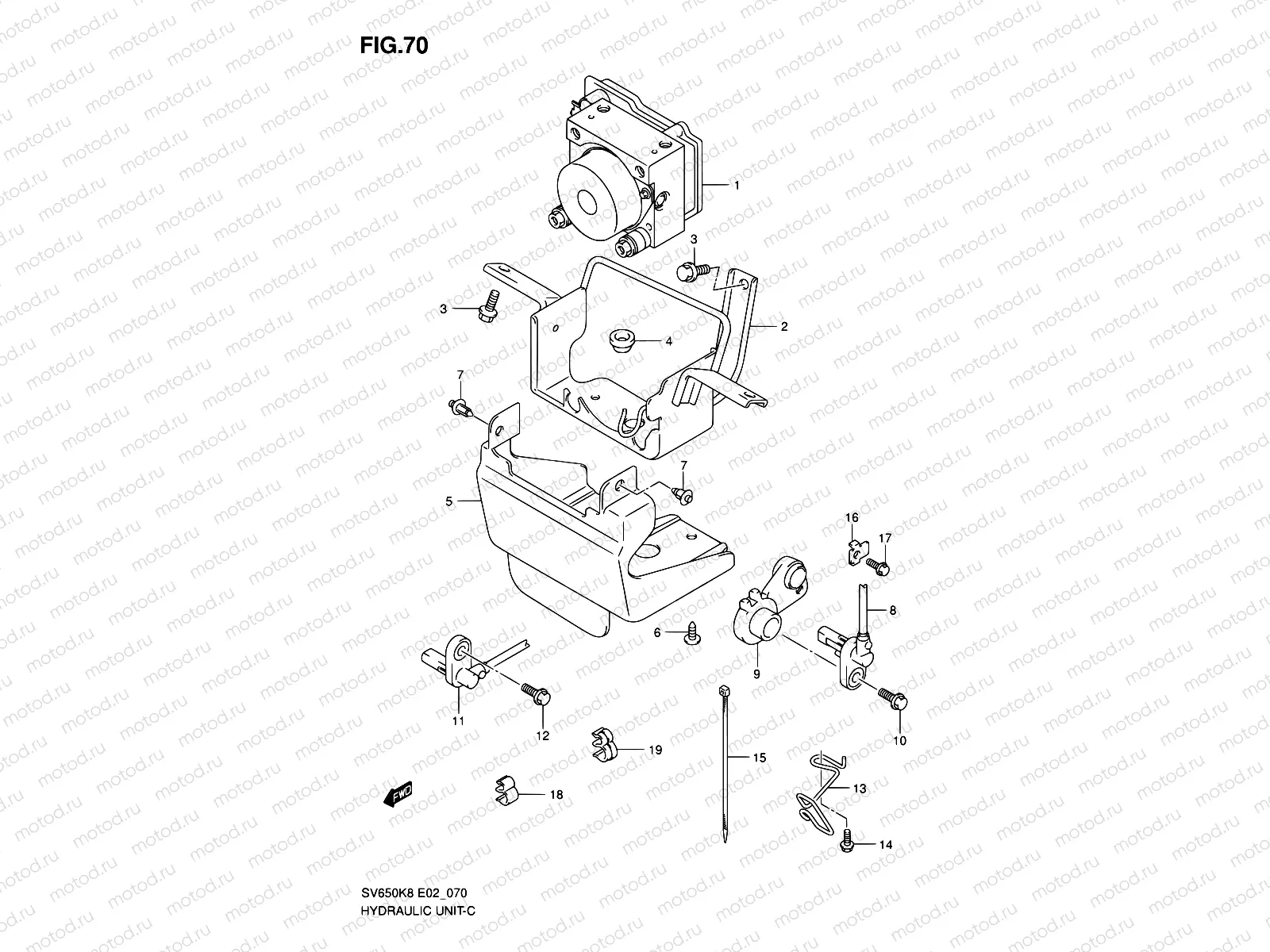 70 - HYDRAULIC UNIT (SEE NOTE)