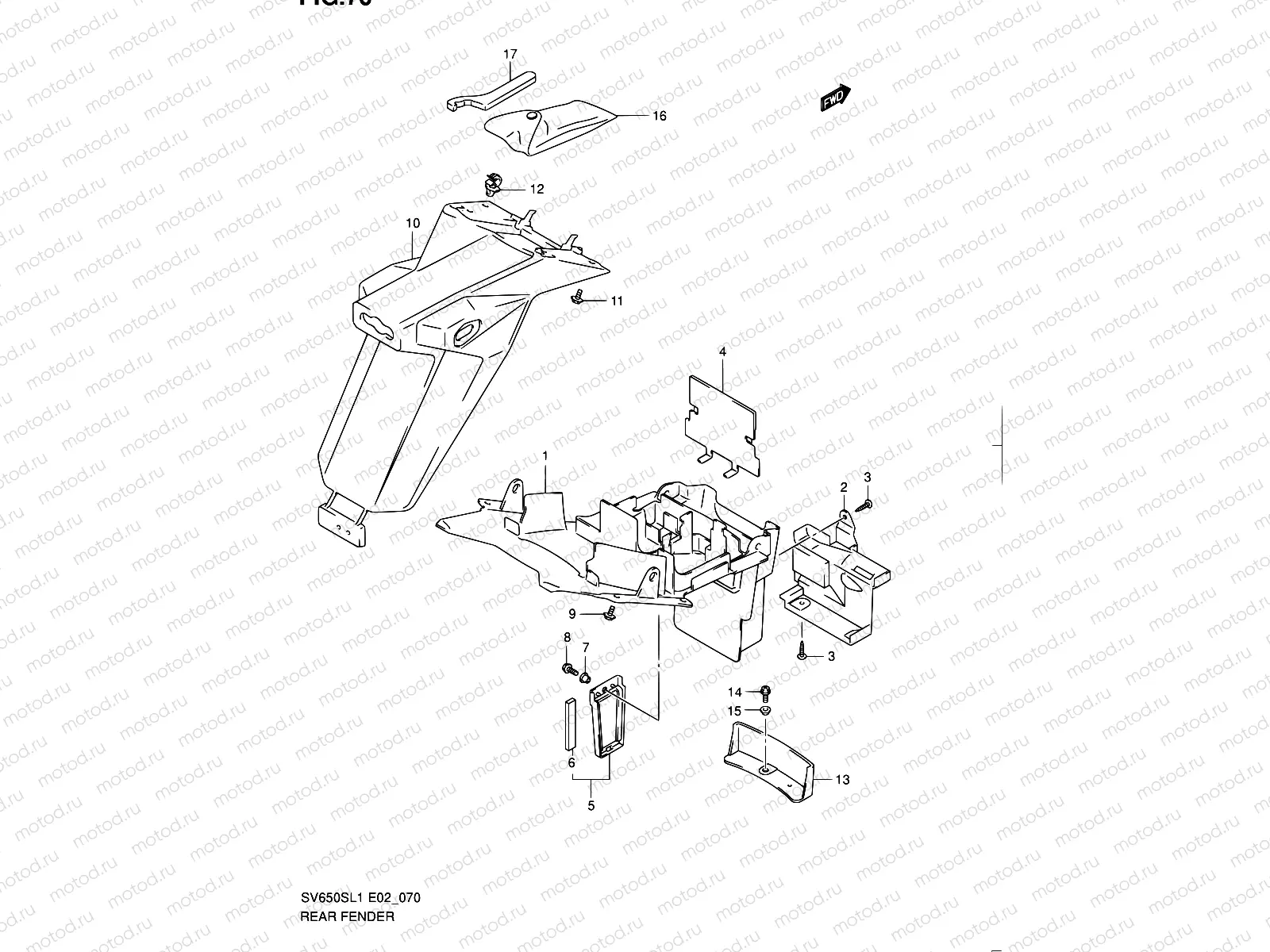 70 - REAR FENDER (SV650SL1 E02)