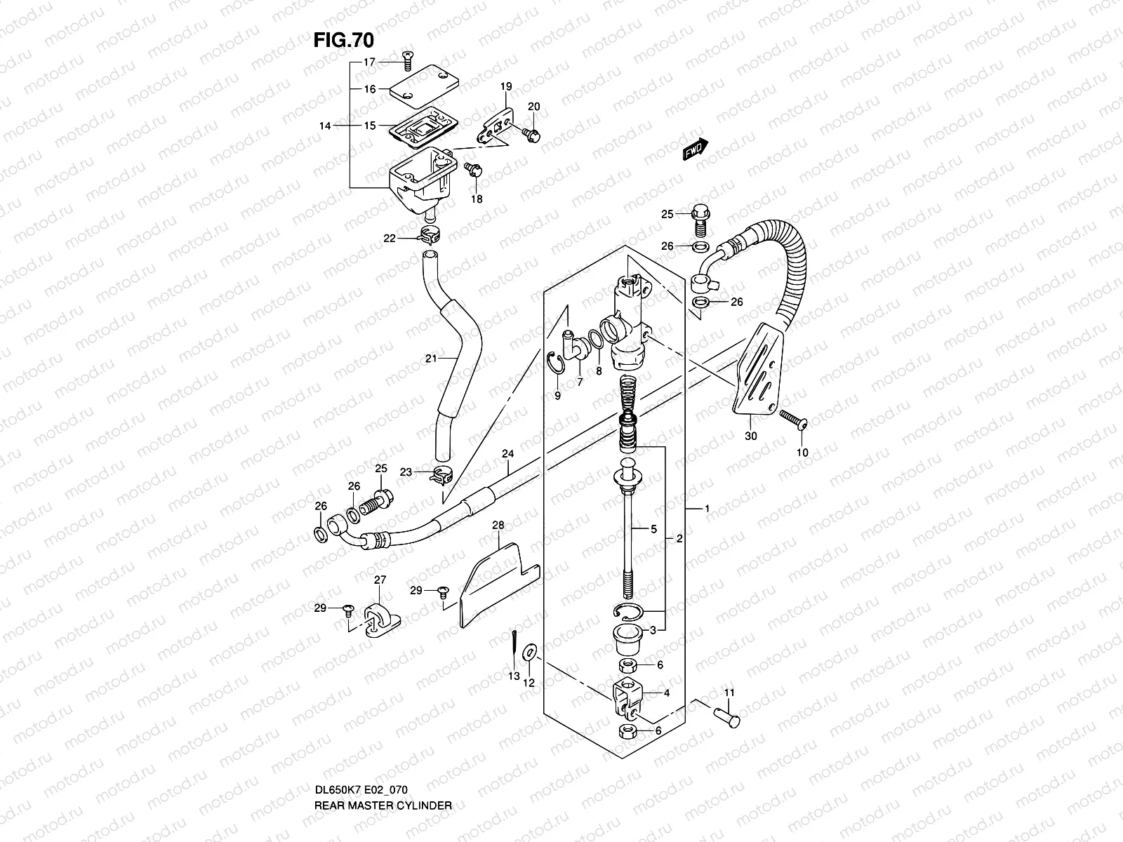 70 - REAR MASTER CYLINDER (DL650K7/K8/K9/L0/UEL0)