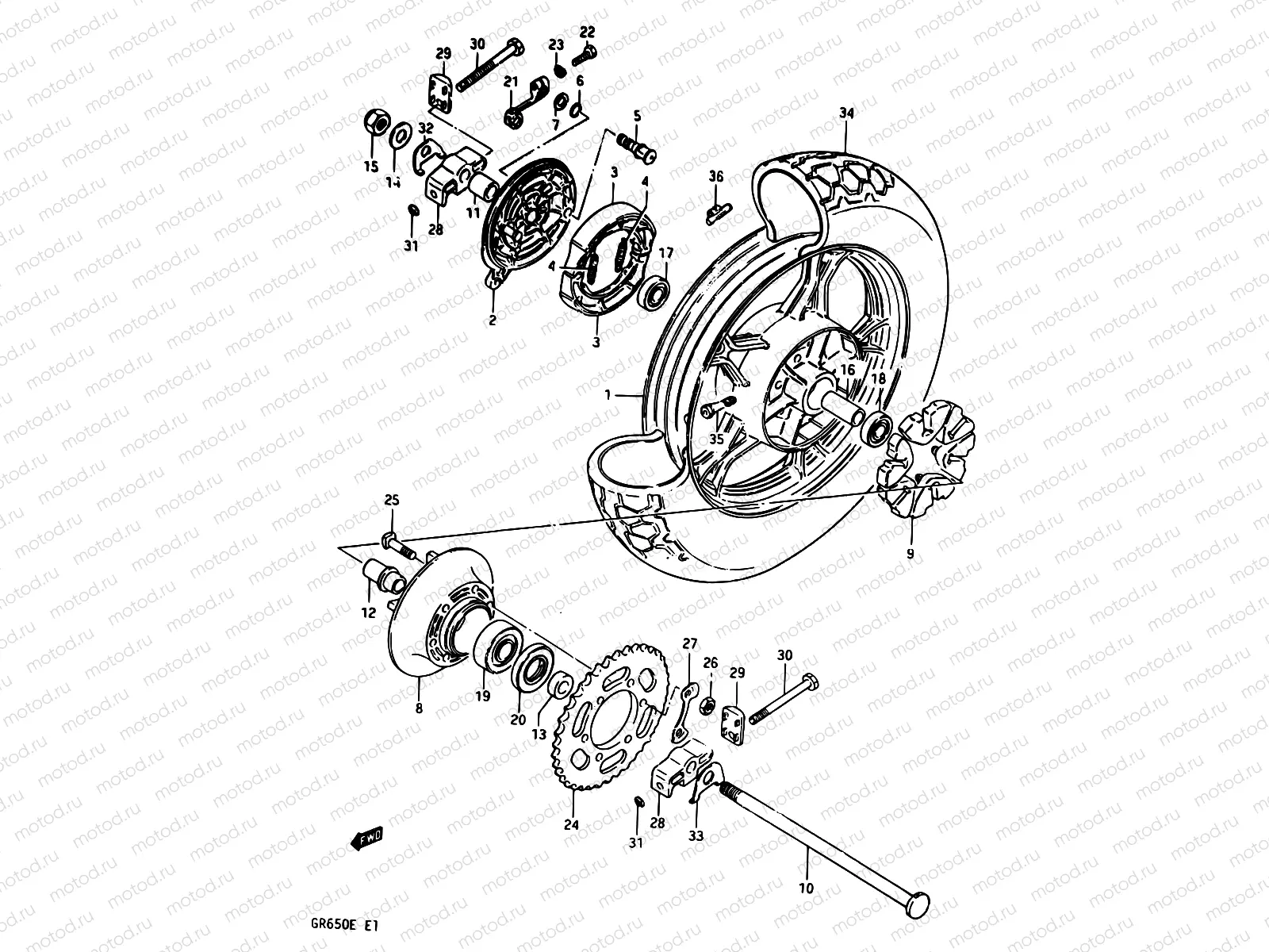 70 - REAR WHEEL (GR650D/E)