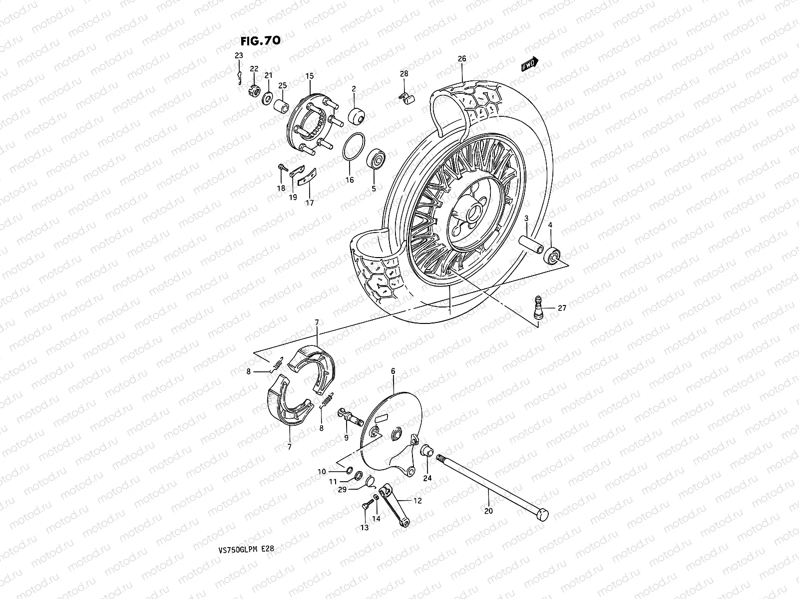 70 - REAR WHEEL (VS750GLEFG/GLEPG)