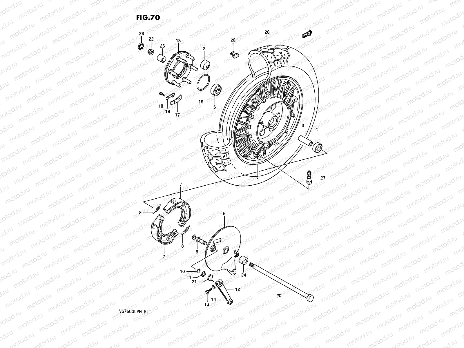 70 - REAR WHEEL (VS750GLEFH/GLEPH)