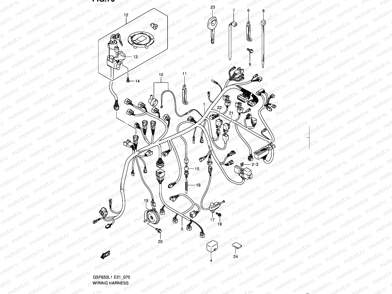 70 - WIRING HARNESS (GSF650UAL1 E21)