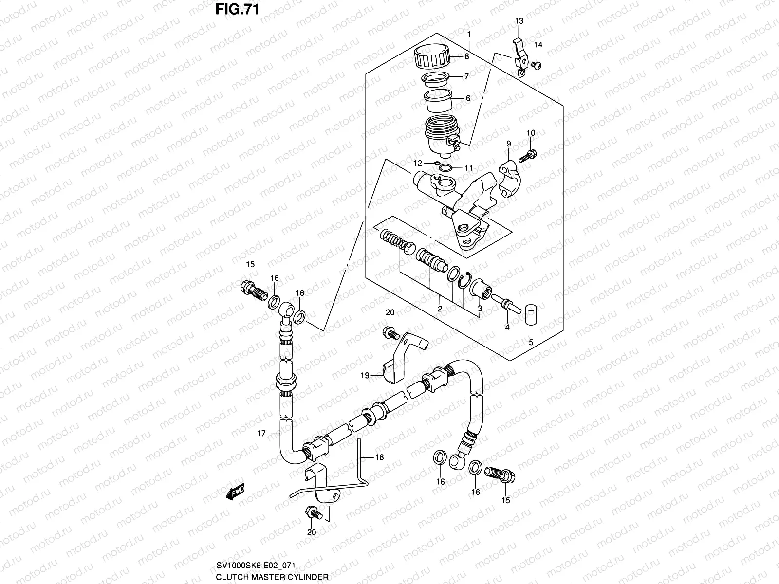 71 - CLUTCH MASTER CYLINDER (SV1000SK6/S1K6/S2K6/SK7/S2K7)