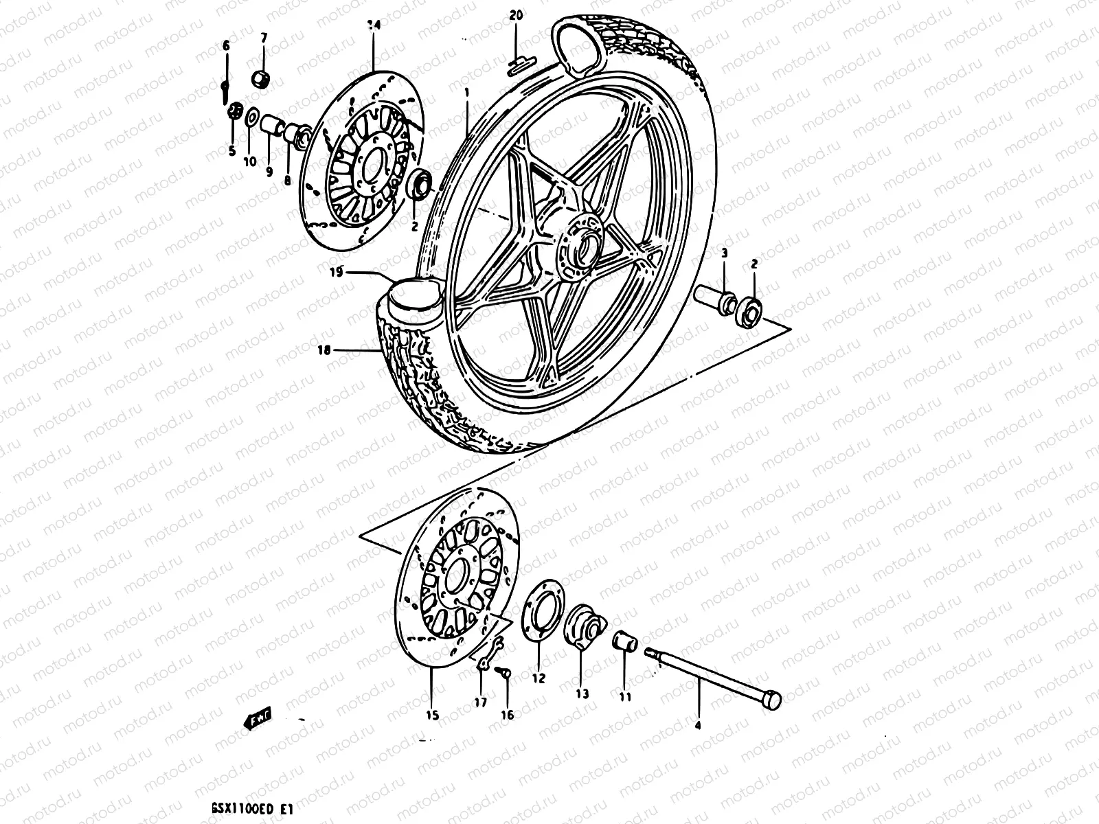 71 - FRONT WHEEL (GSX1100EZ)