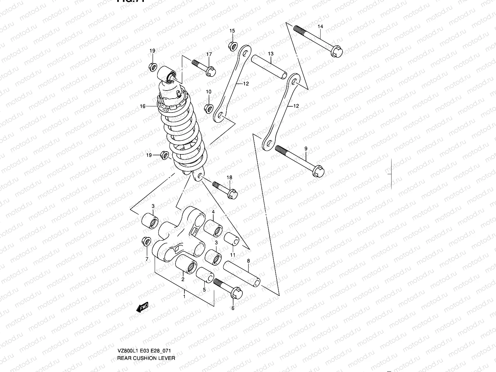 71 - REAR CUSHION LEVER (VZ800L1 E03)