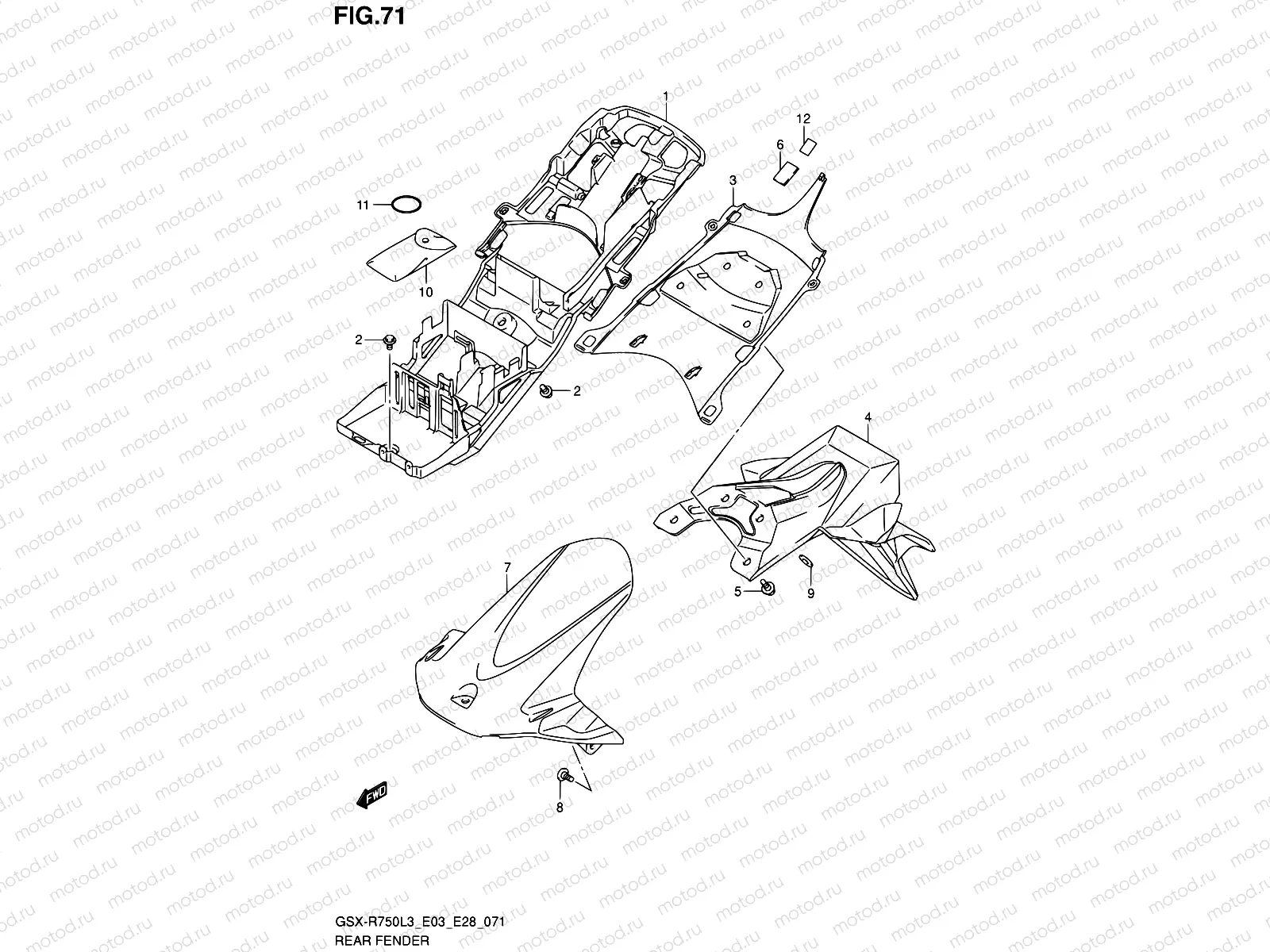 71 - REAR FENDER (GSX-R750L3 E28)