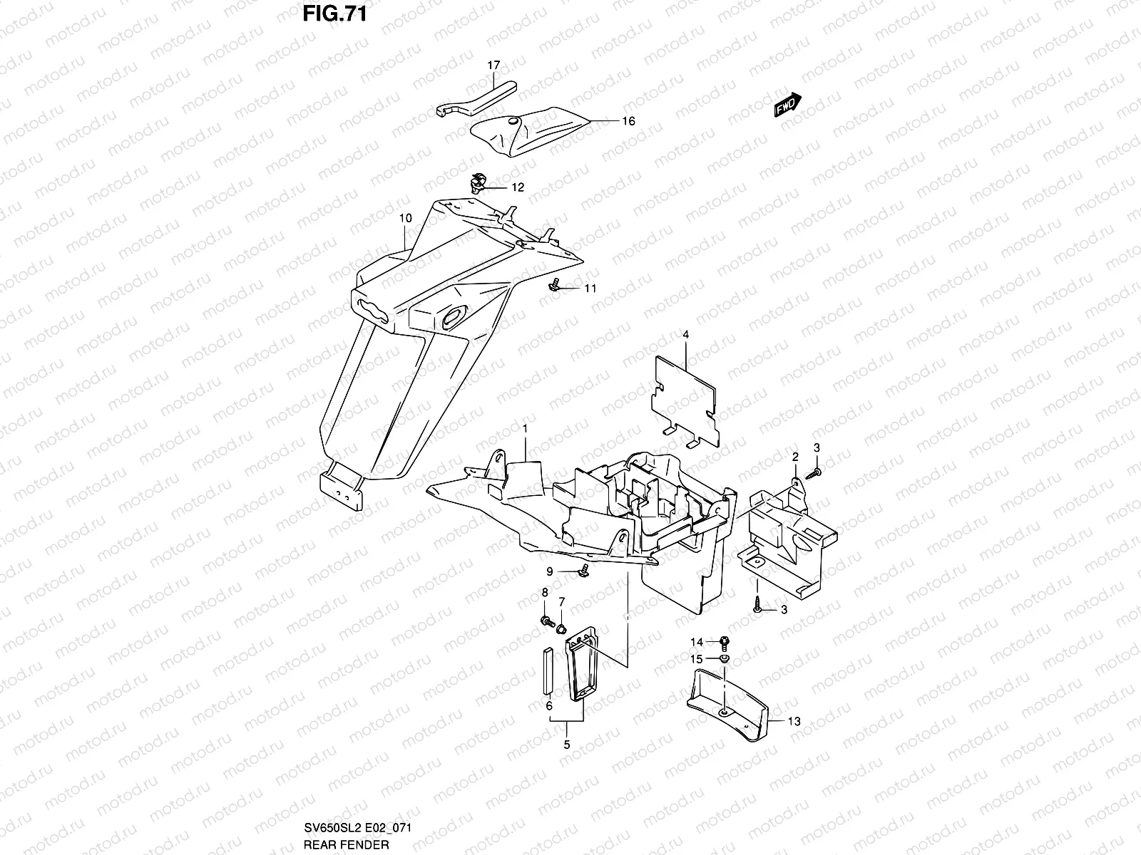71 - REAR FENDER (SV650SL2 E24)