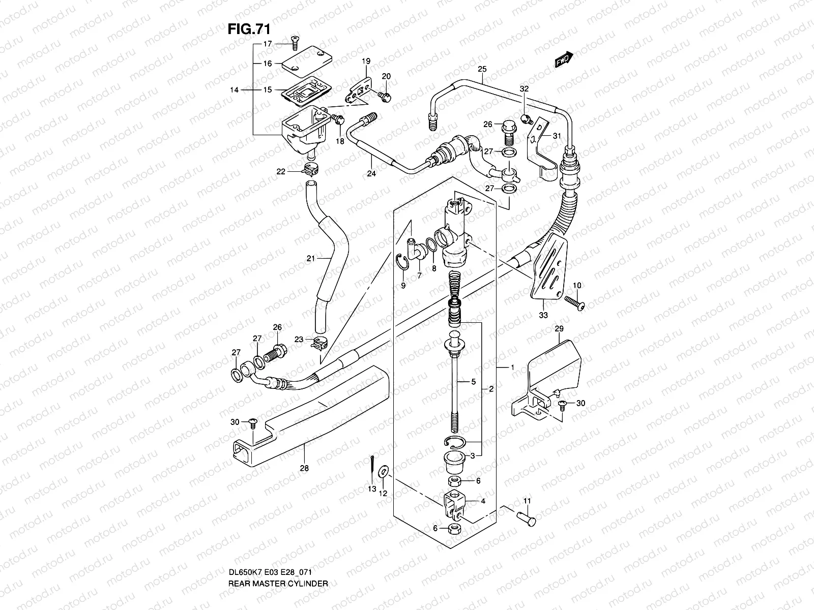 71 - REAR MASTER CYLINDER (DL650AK7/AK8/AK9/AL0)