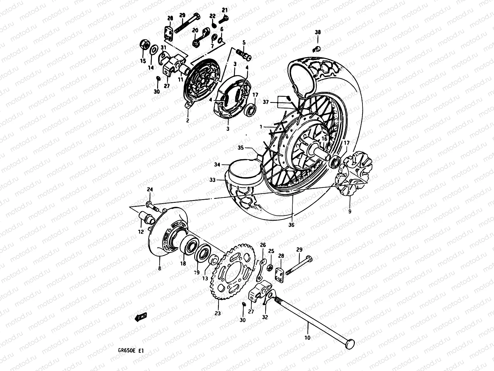 71 - REAR WHEEL (GR650XD/XE)