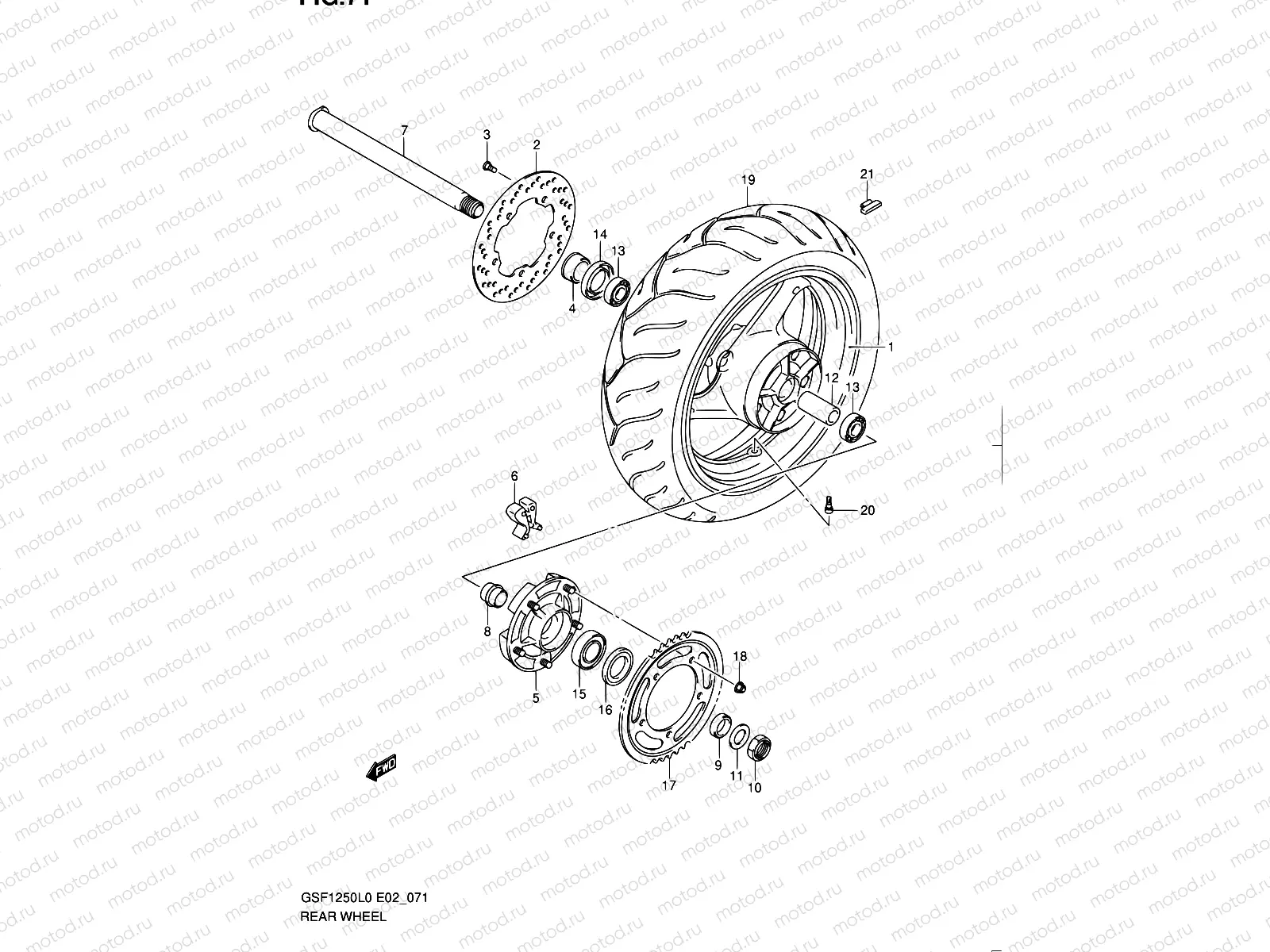 71 - REAR WHEEL (GSF1250L0)