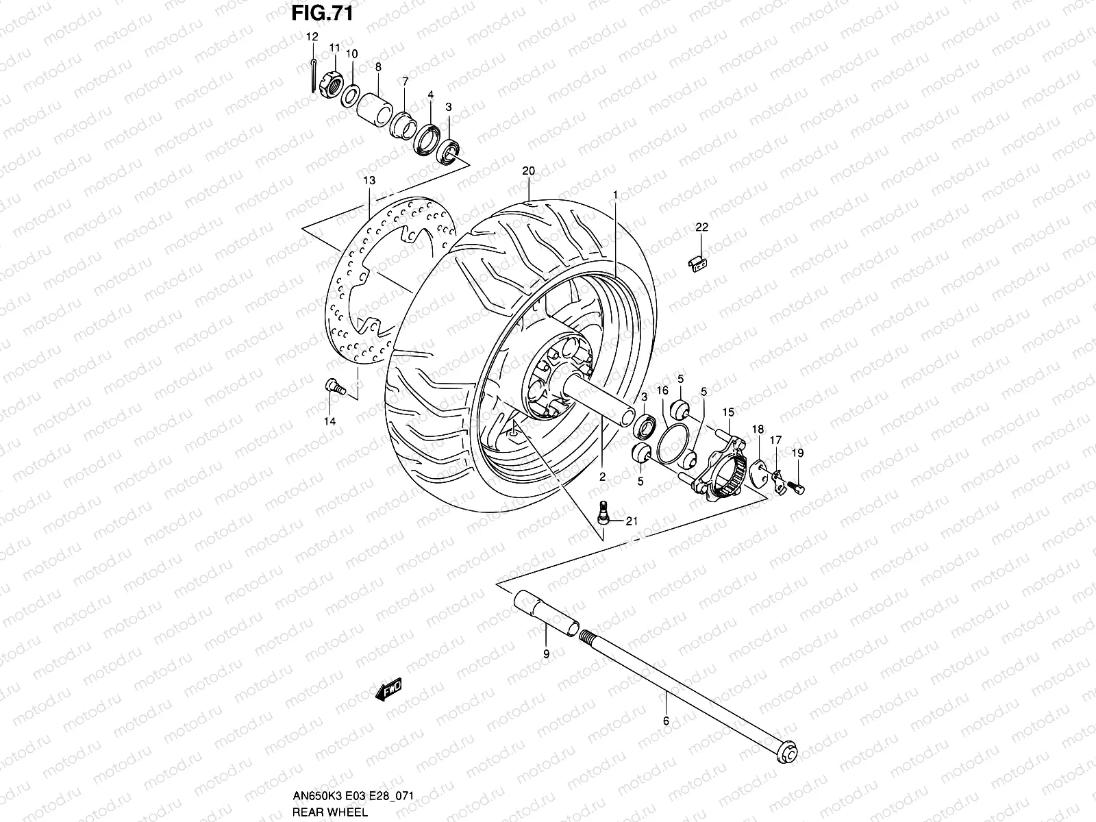 71 - REAR WHEEL (MODEL K3)