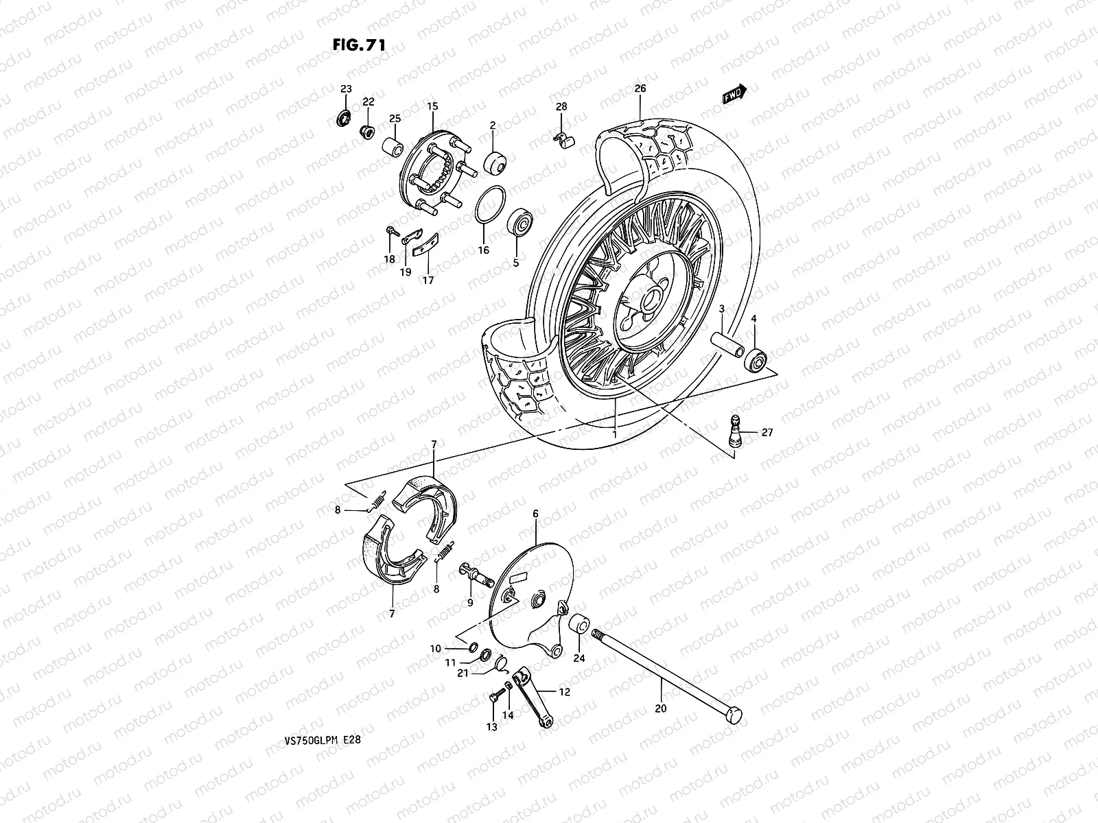 71 - REAR WHEEL (VS750GLEFH/GLEPH)