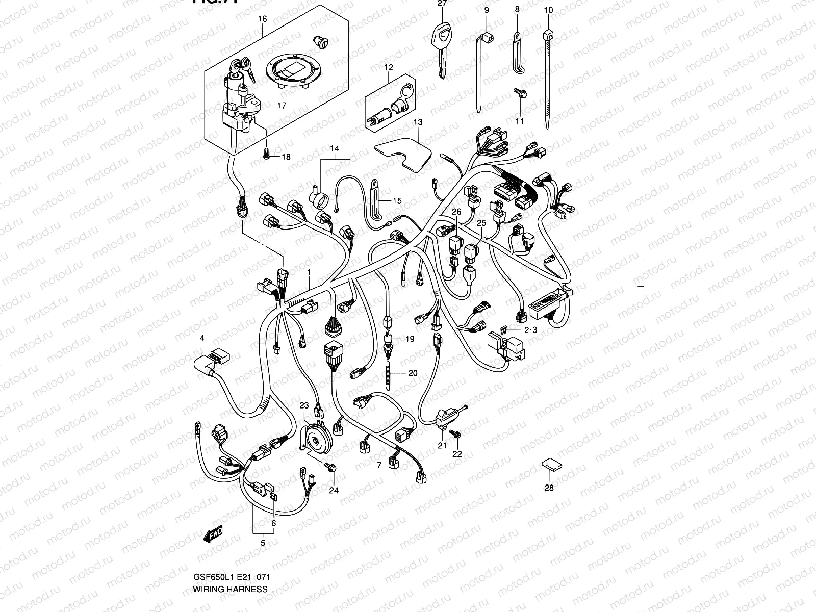 71 - WIRING HARNESS (GSF650SL1 E21)