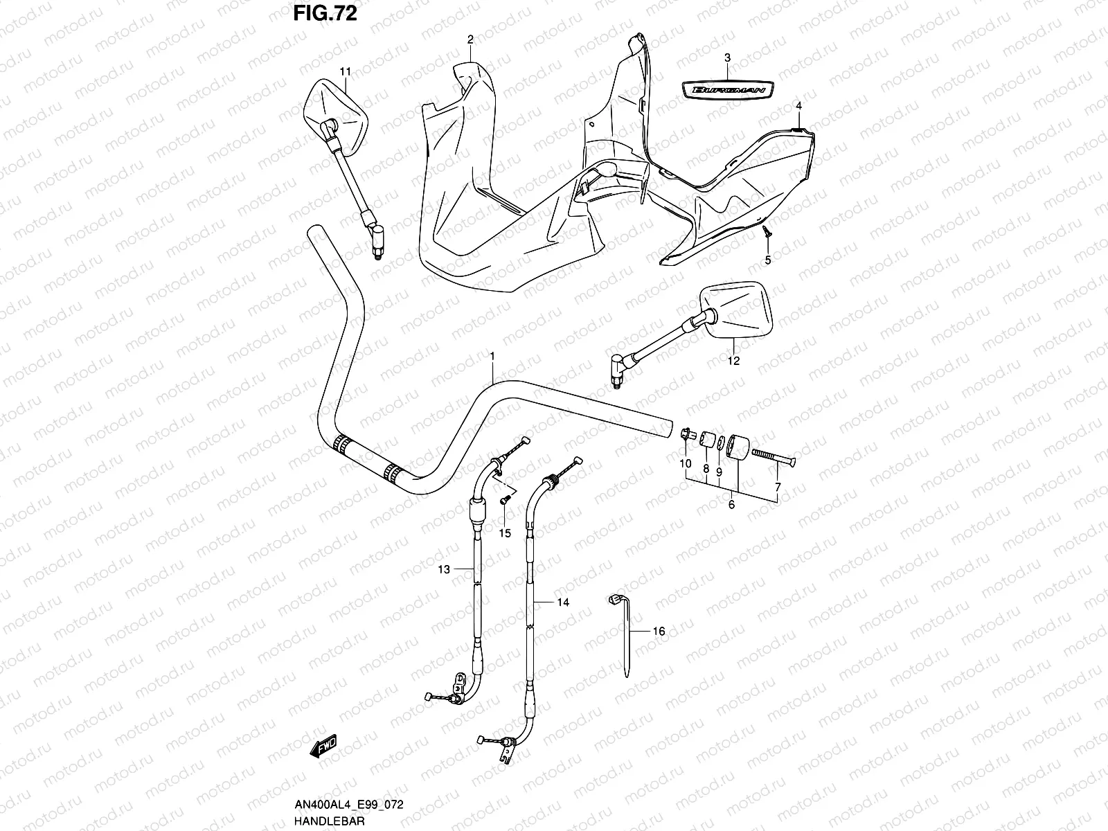 72 - HANDLEBAR (AN400L4 E99)