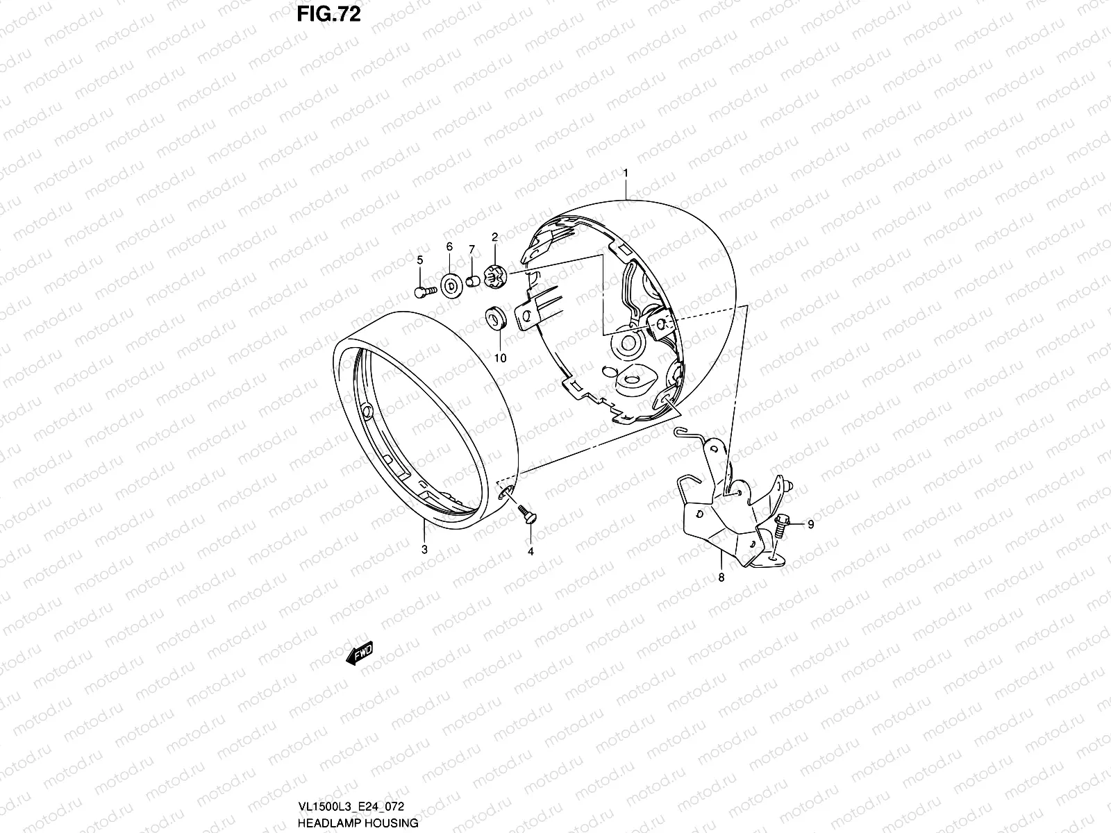 72 - HEADLAMP HOUSING (VL1500BL3 E24)