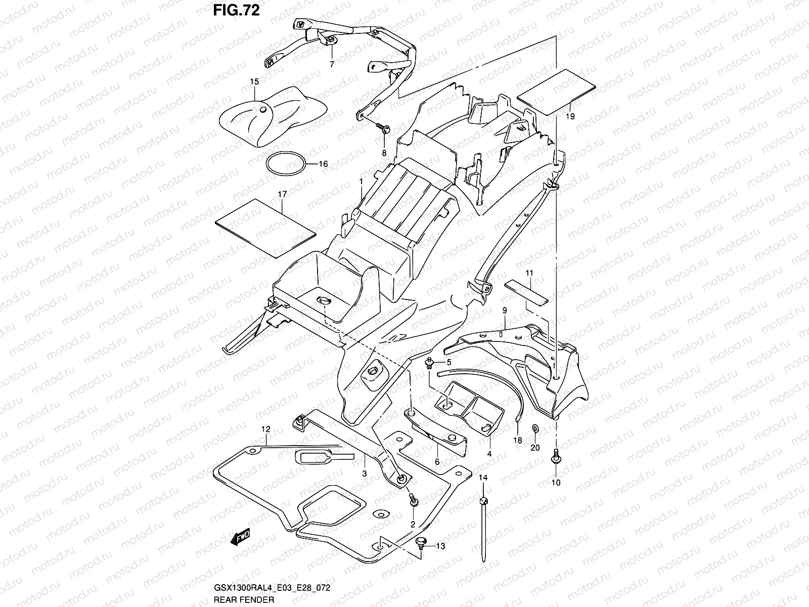 72 - REAR FENDER (GSX1300RAL4 E28)