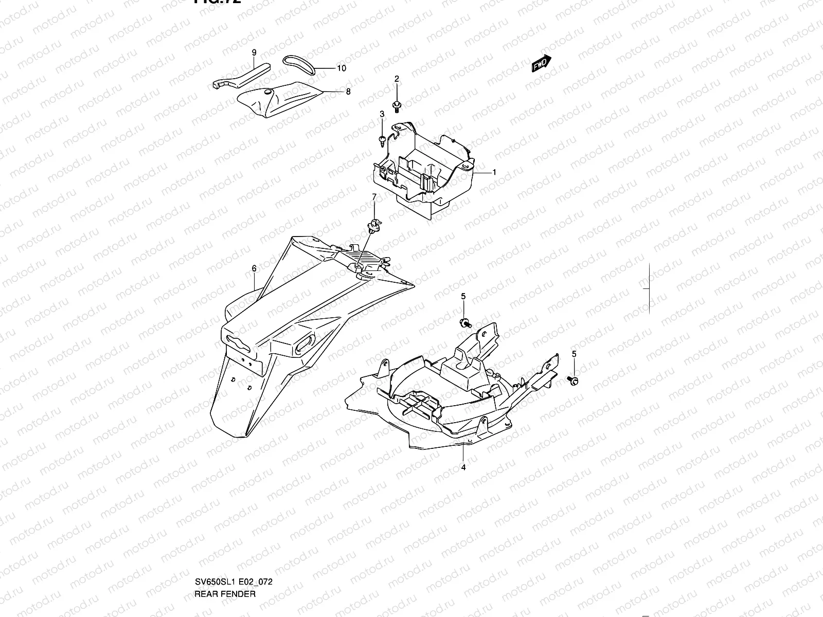 72 - REAR FENDER (SV650SAL1 E24)
