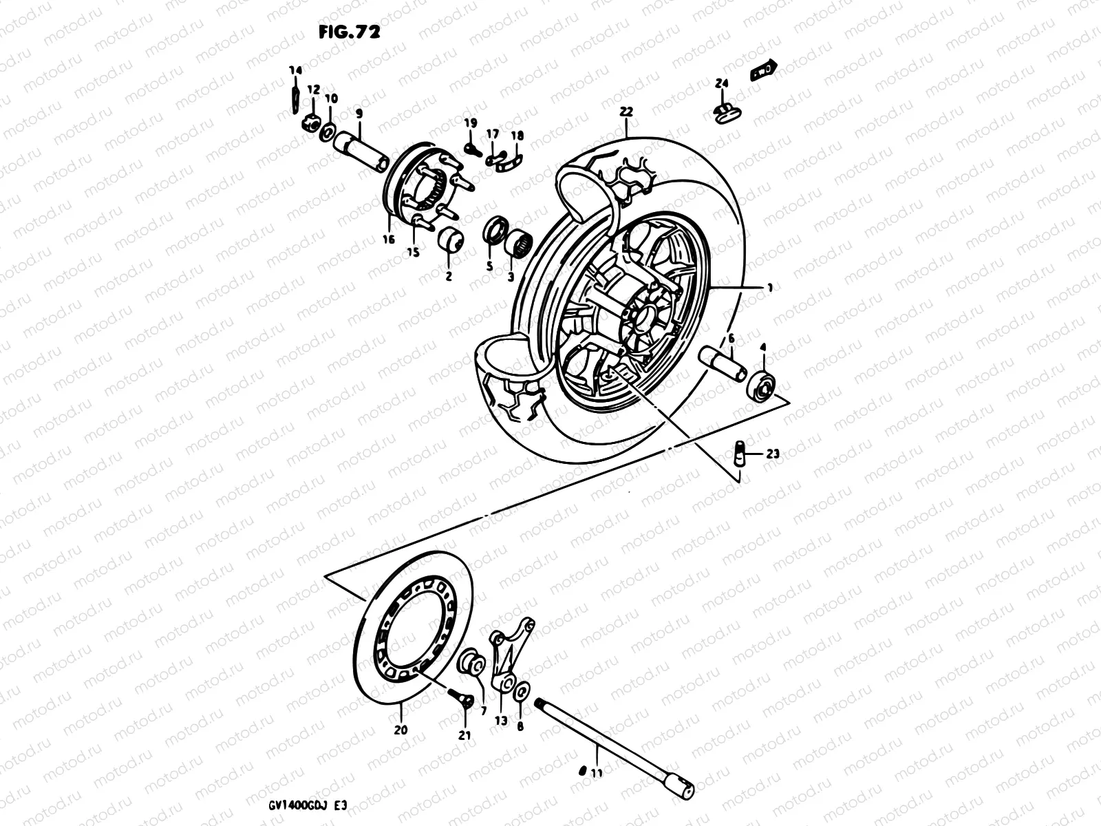 72 - REAR WHEEL GV1400GDG/GTG -F.NO.103764
