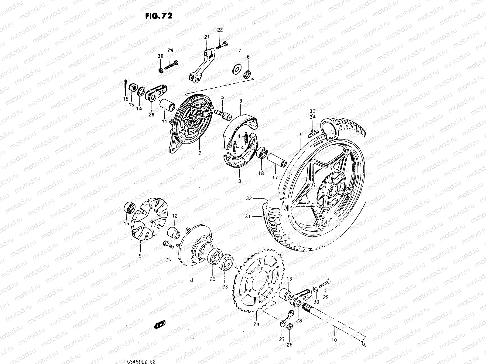 72 - REAR WHEEL (MODEL T, X)