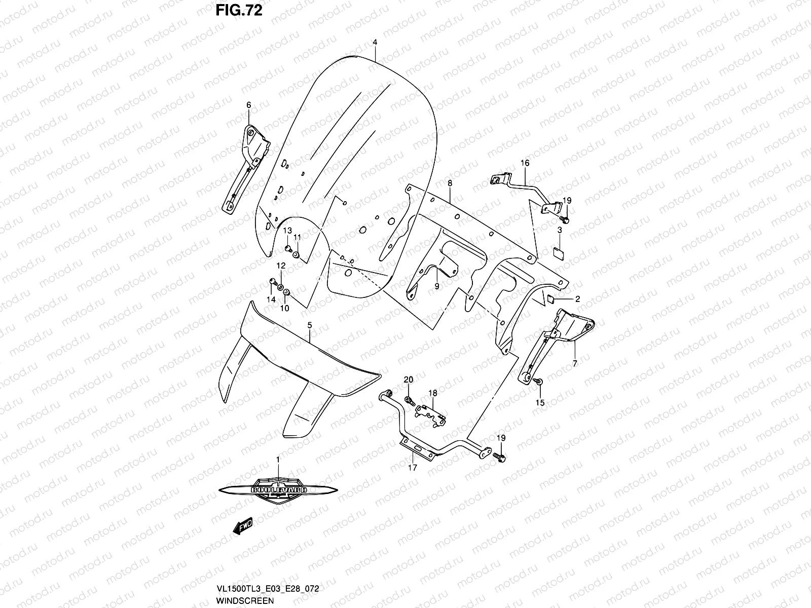 72 - WINDSCREEN (VL1500TL3 E03)