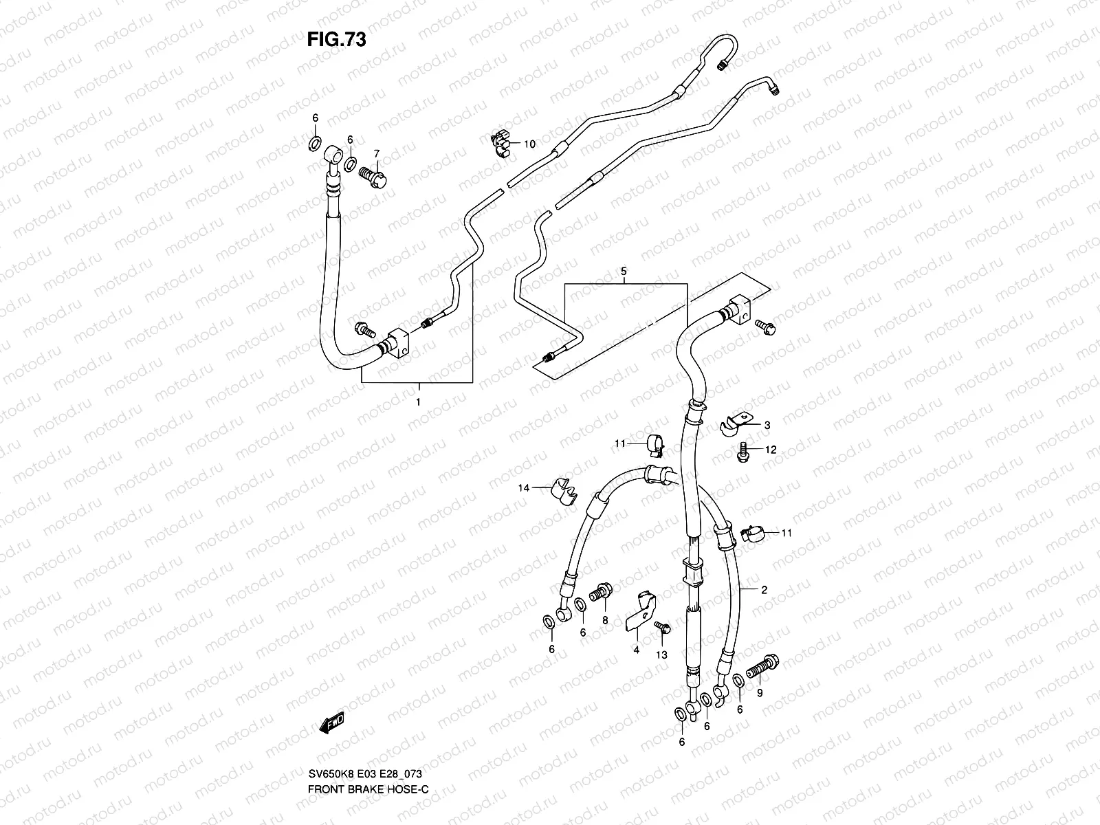 73 - FRONT BRAKE HOSE(SV650AK8/SAK8/AK9/SAK9/SAL0)