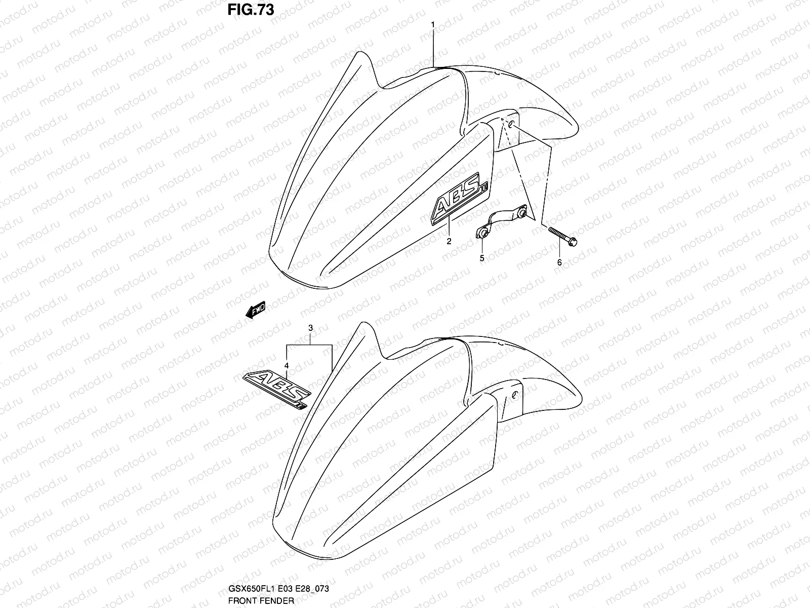 73 - FRONT FENDER (GSX650FAL1 E28)