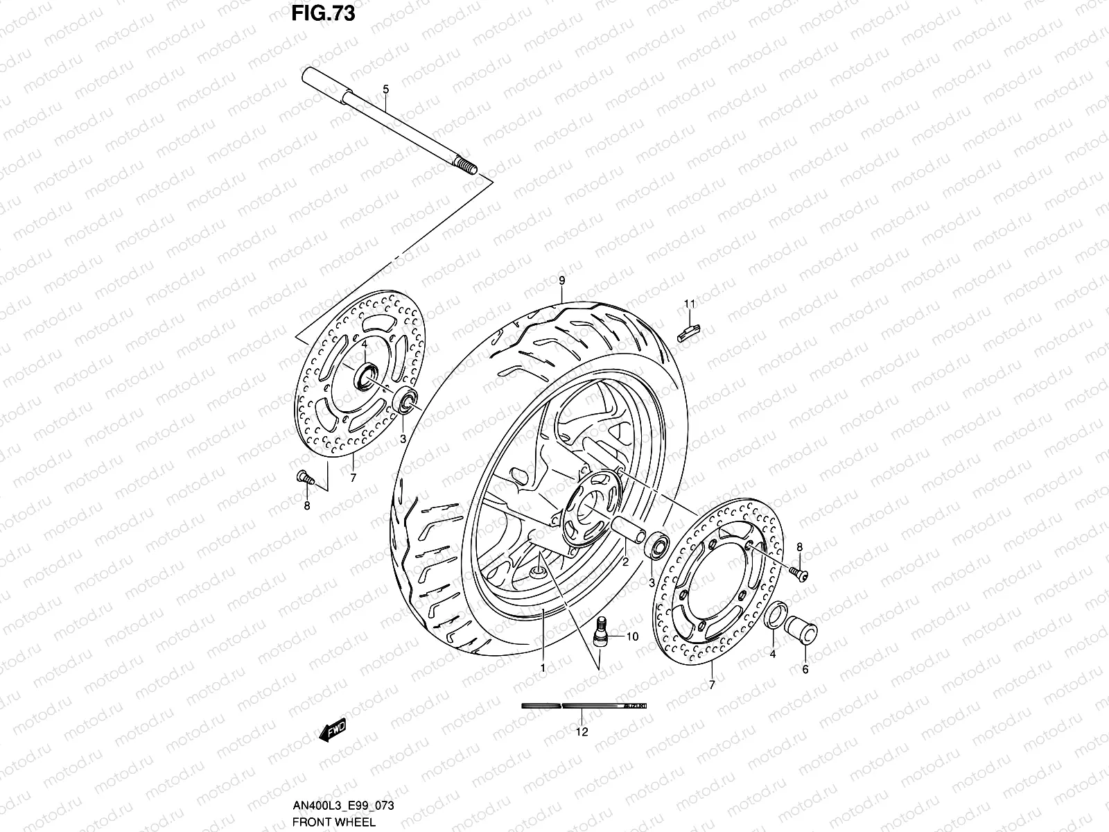 73 - FRONT WHEEL (AN400L3 E99)