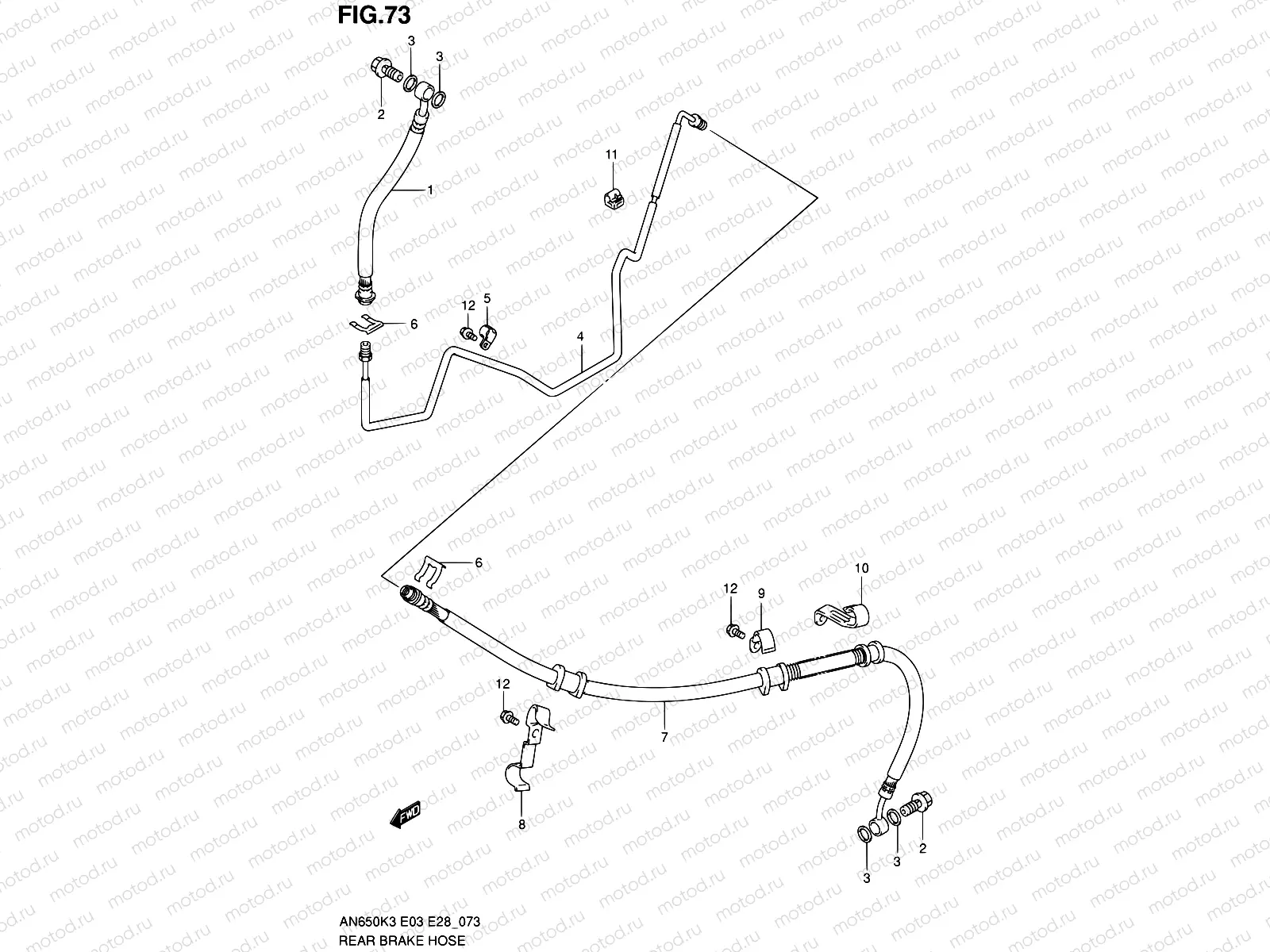 73 - REAR BRAKE HOSE (AN650K3/K4/K5)