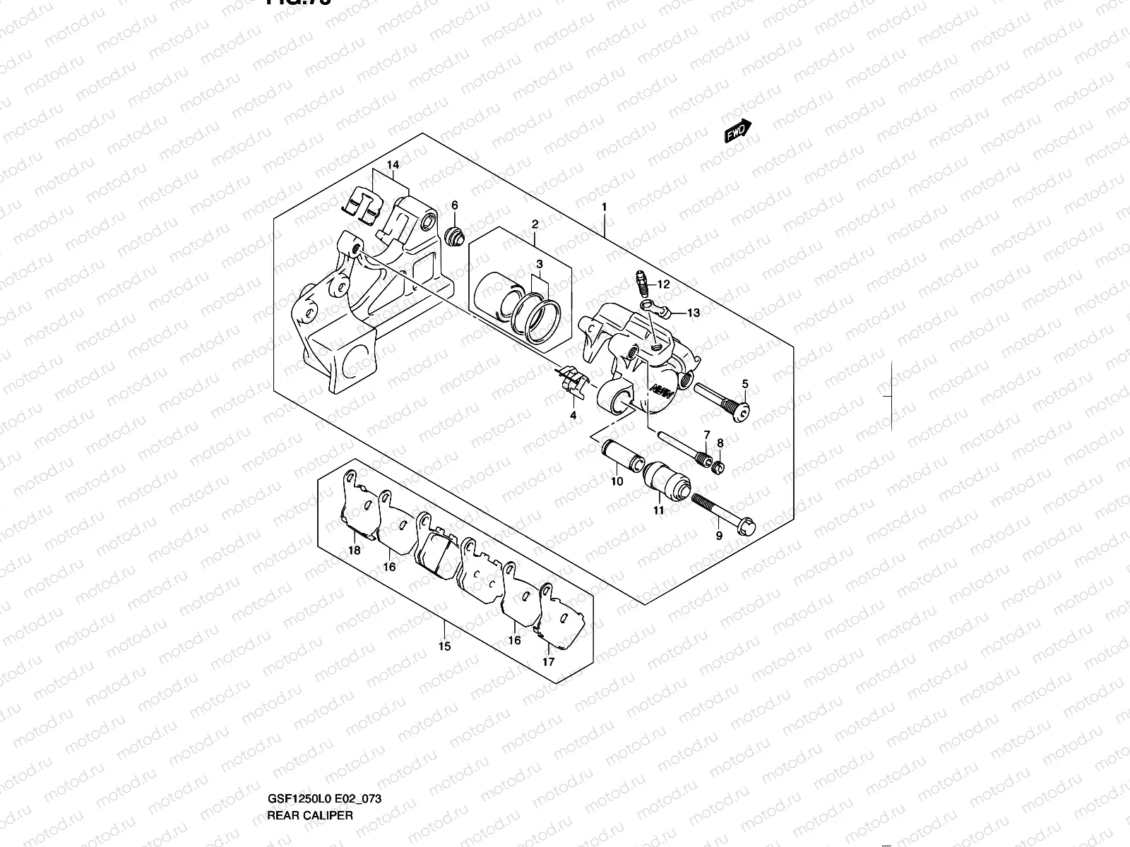 73 - REAR CALIPER (GSF1250L0)