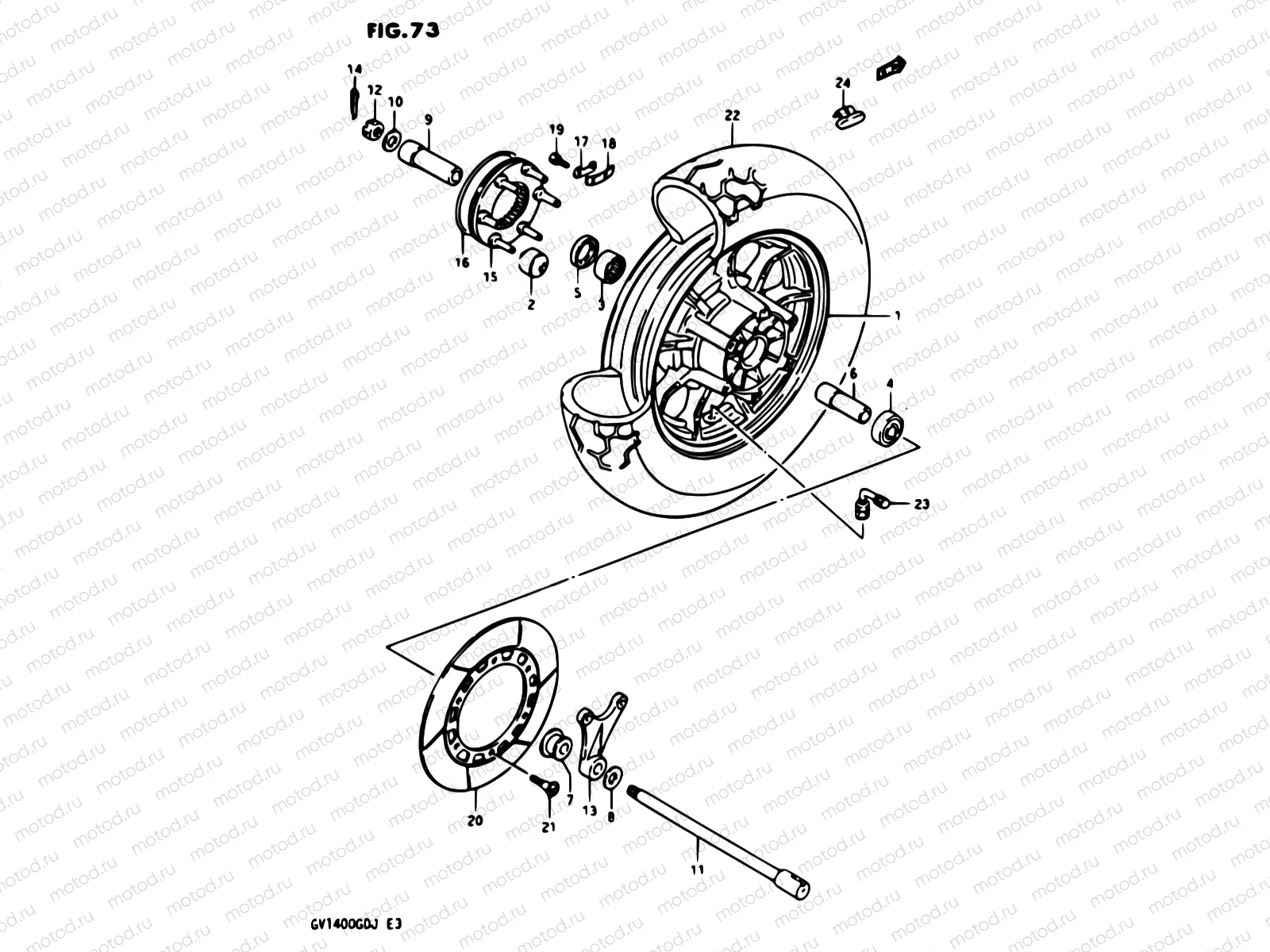 73 - REAR WHEEL GV1400GDG F.NO.103765-/GCG/MODEL H/J
