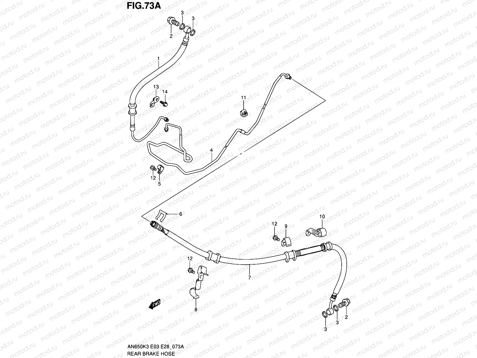 73A - REAR BRAKE HOSE (AN650AK5)