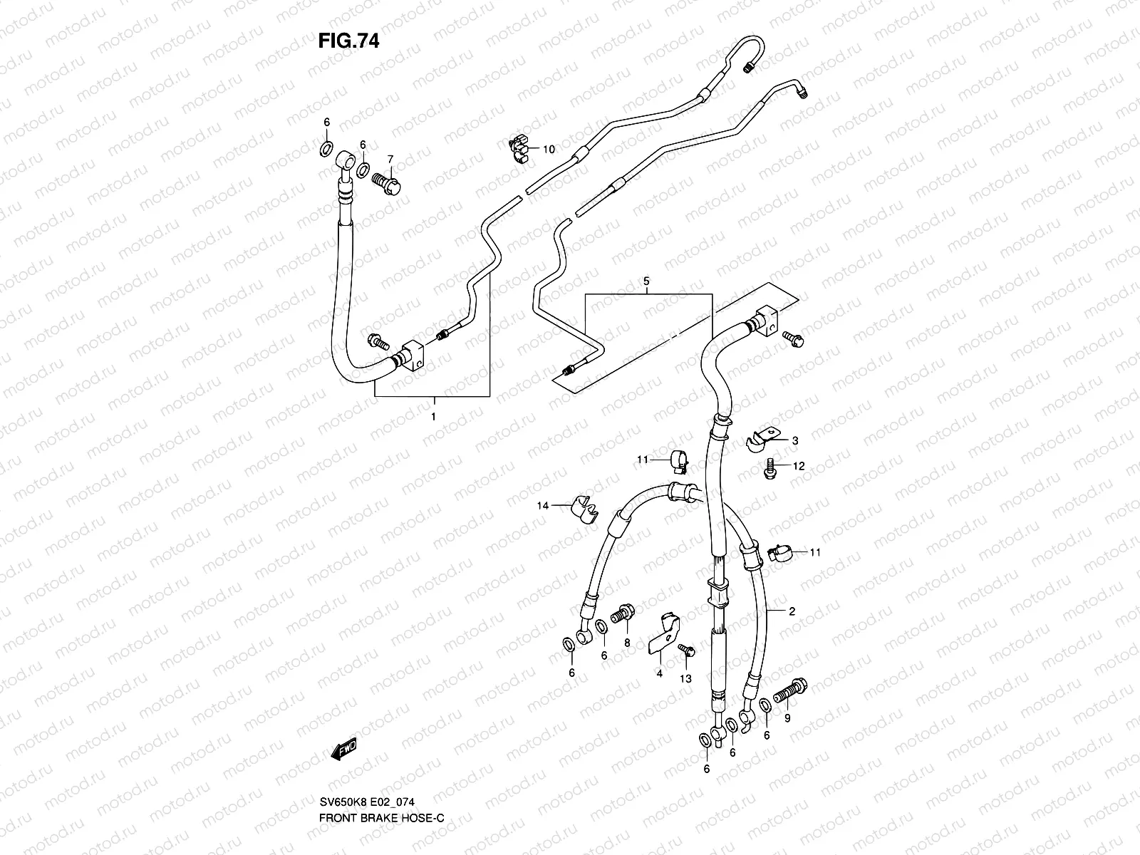 74 - FRONT BRAKE HOSE (SEE NOTE)
