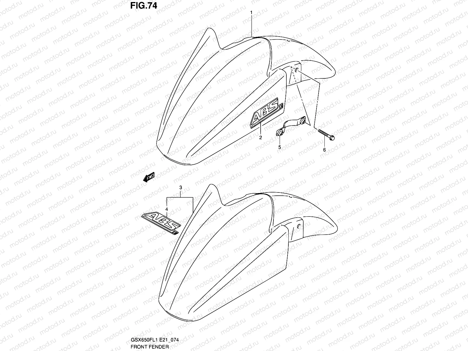 74 - FRONT FENDER (GSX650FAL1 E21)
