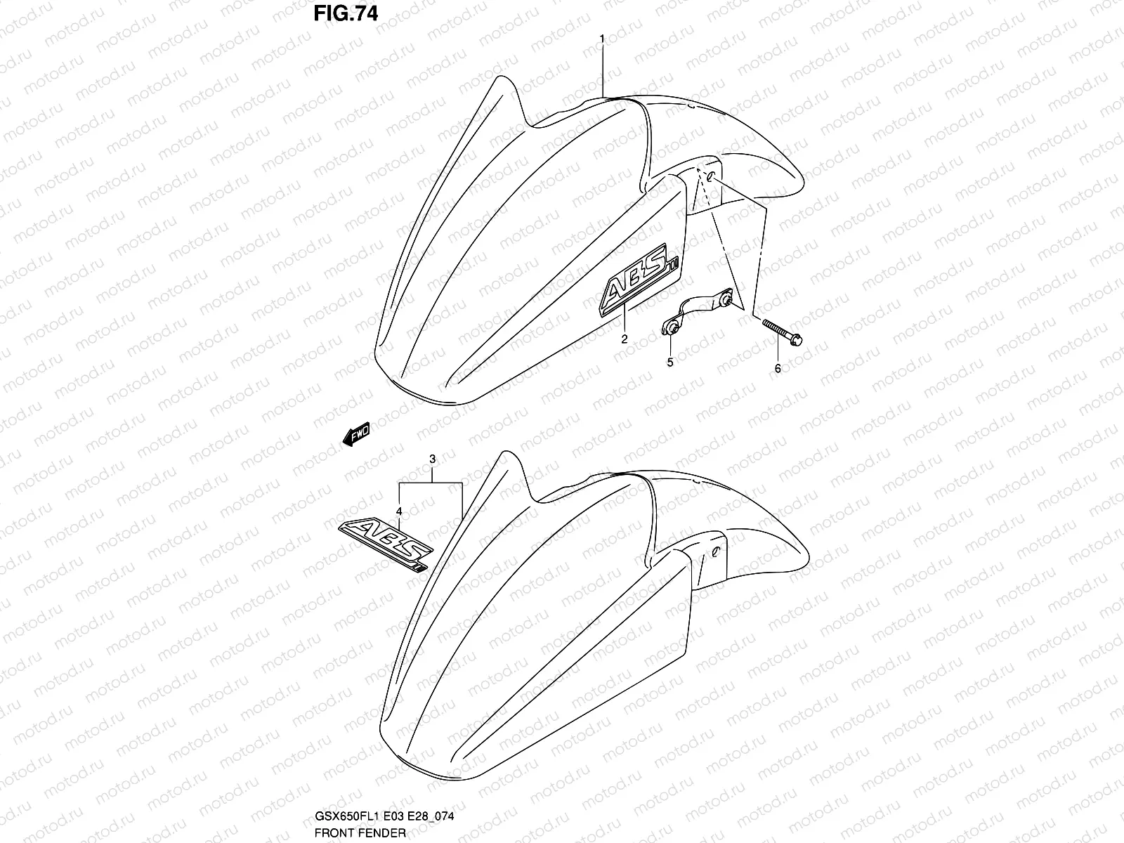 74 - FRONT FENDER (GSX650FAL1 E33)