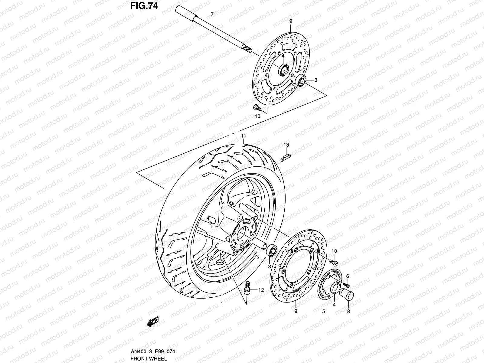 74 - FRONT WHEEL (AN400ZAL3 E99)