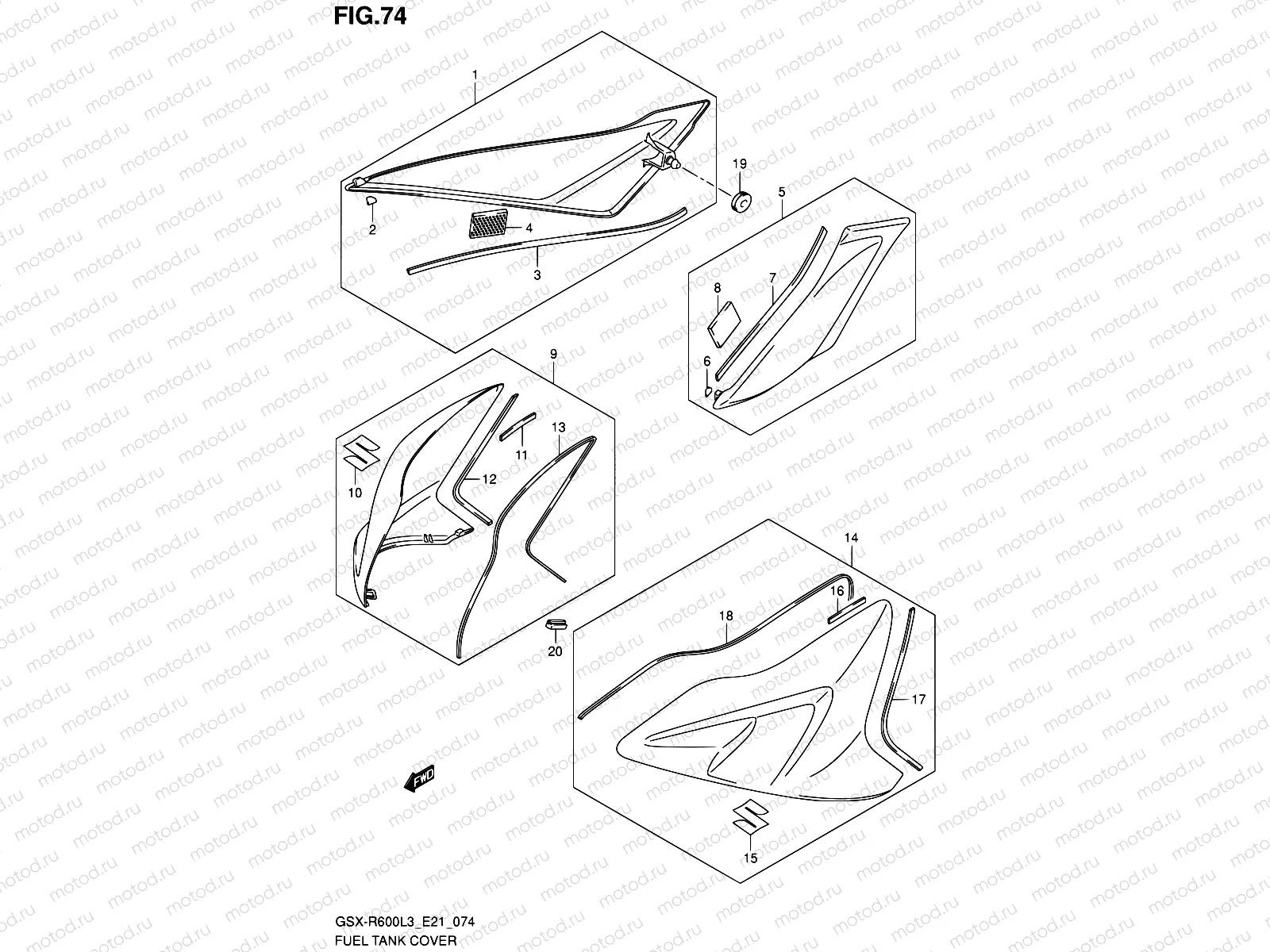 74 - FUEL TANK COVER (GSX-R600UEL3 E21)