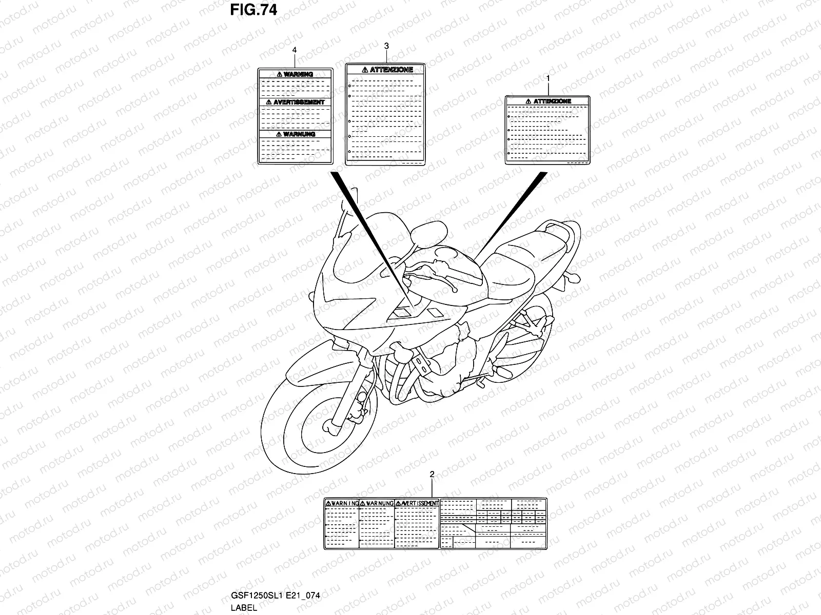 74 - LABEL (GSF1250SAL1 E21)
