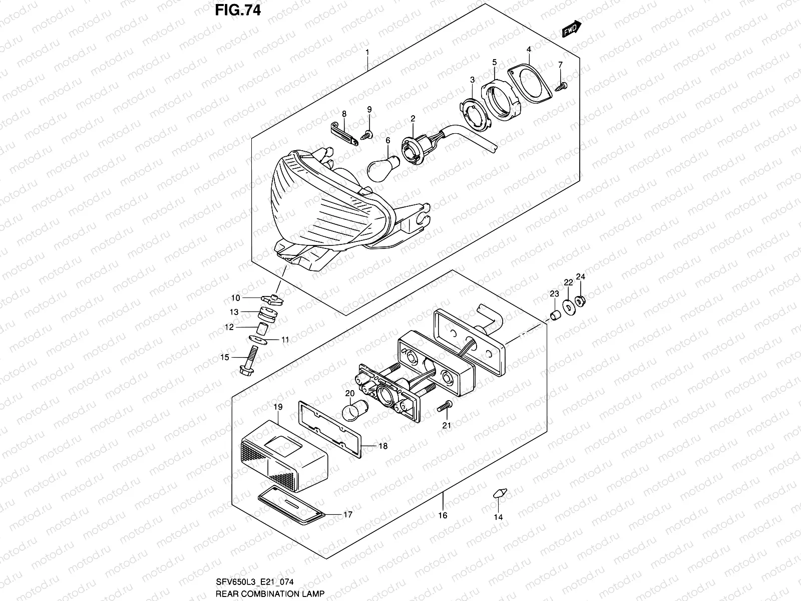 74 - REAR COMBINATION LAMP (SFV650AL3 E21)