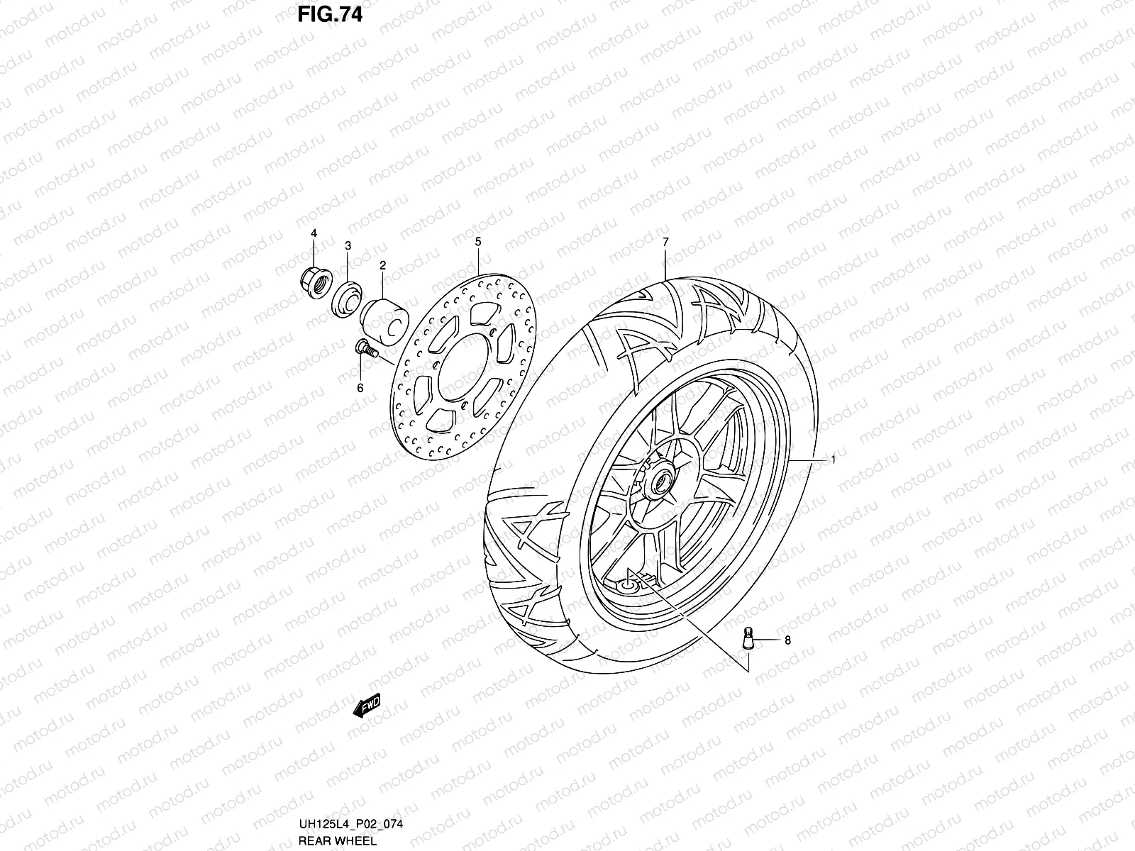 74 - REAR WHEEL (UH125AL4 P19)