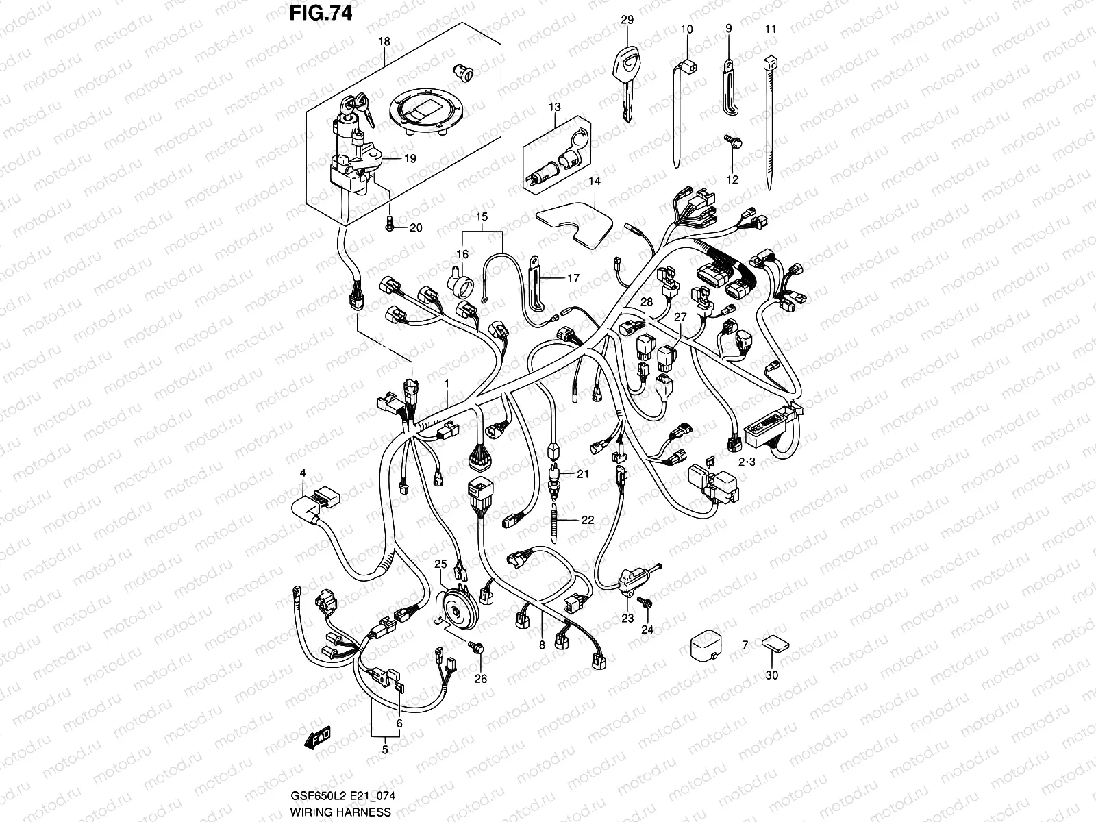 74 - WIRING HARNESS (GSF650SUAL2 E21)