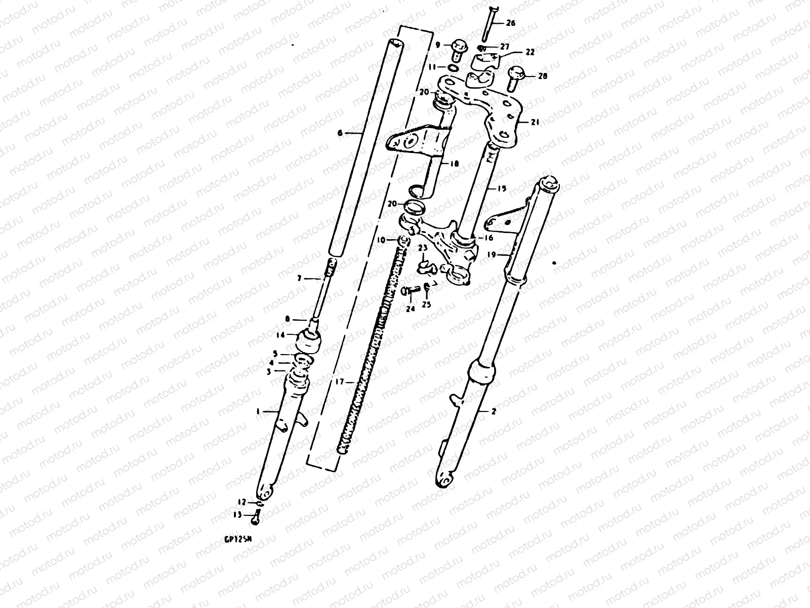 75 - FRONT FORK (GP125UC, GP125UN)