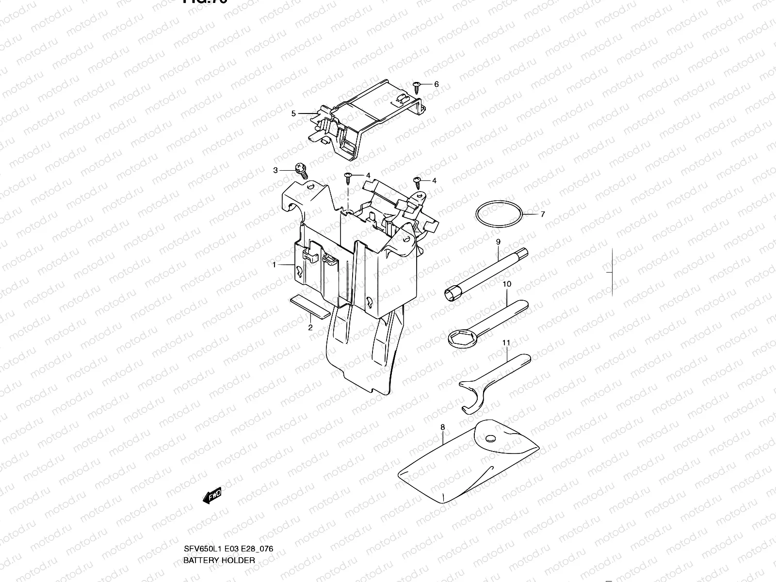 76 - BATTERY HOLDER (SFV650L1 E03)