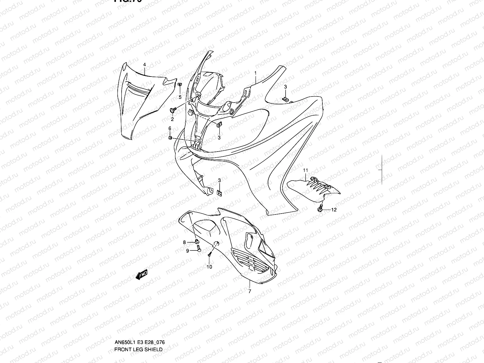 76 - FRONT LEG SHIELD (AN650AL1 E28)