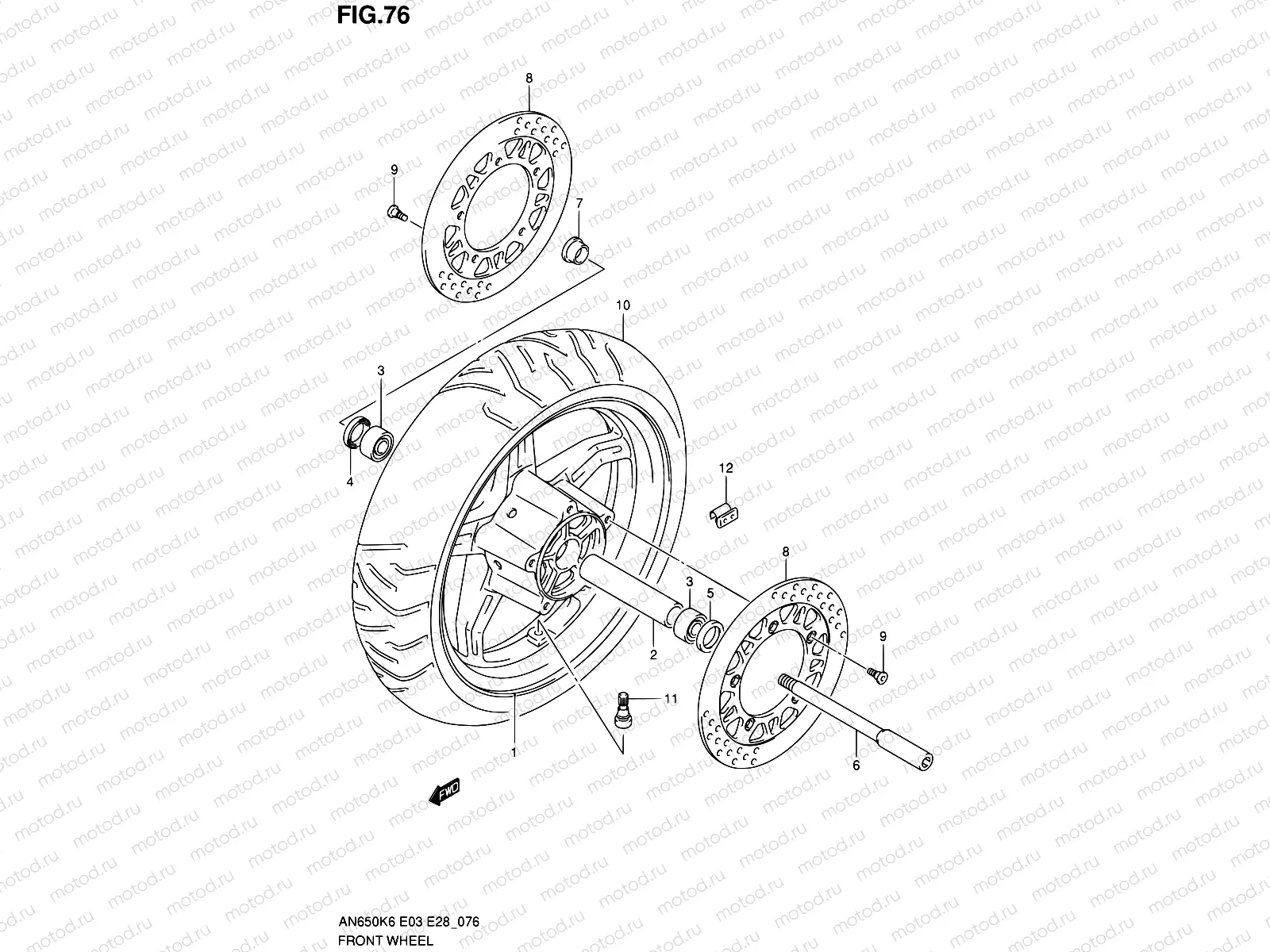 76 - FRONT WHEEL (AN650K6/K7/K8/K9/L0)
