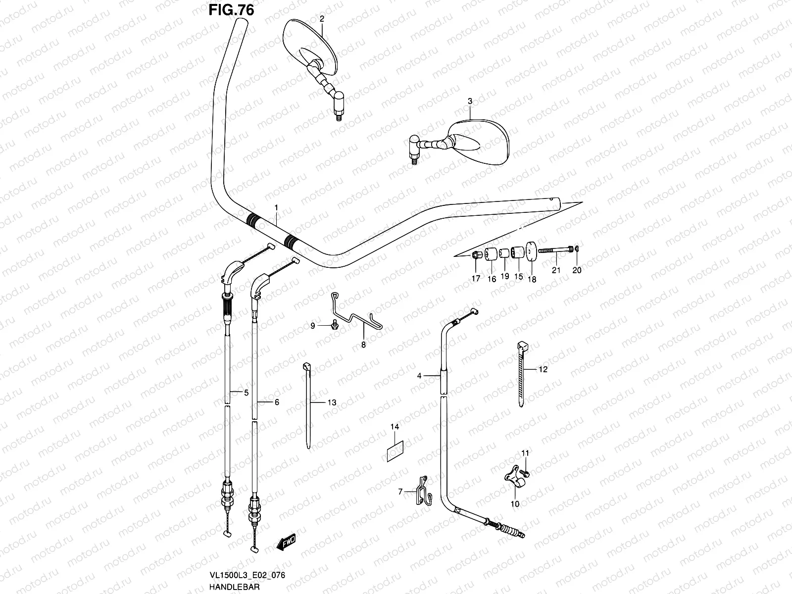 76 - HANDLEBAR (VL1500L3 E19)