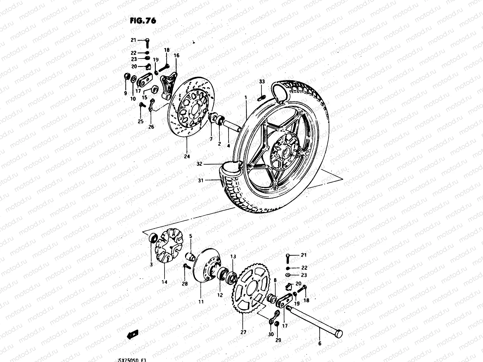 76 - REAR WHEEL (GSX750SZ)