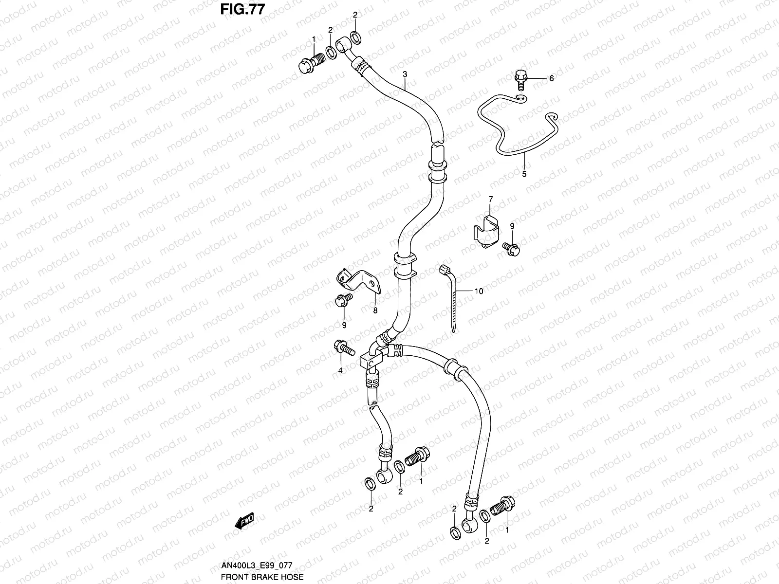77 - FRONT BRAKE HOSE (AN400L3 E99)